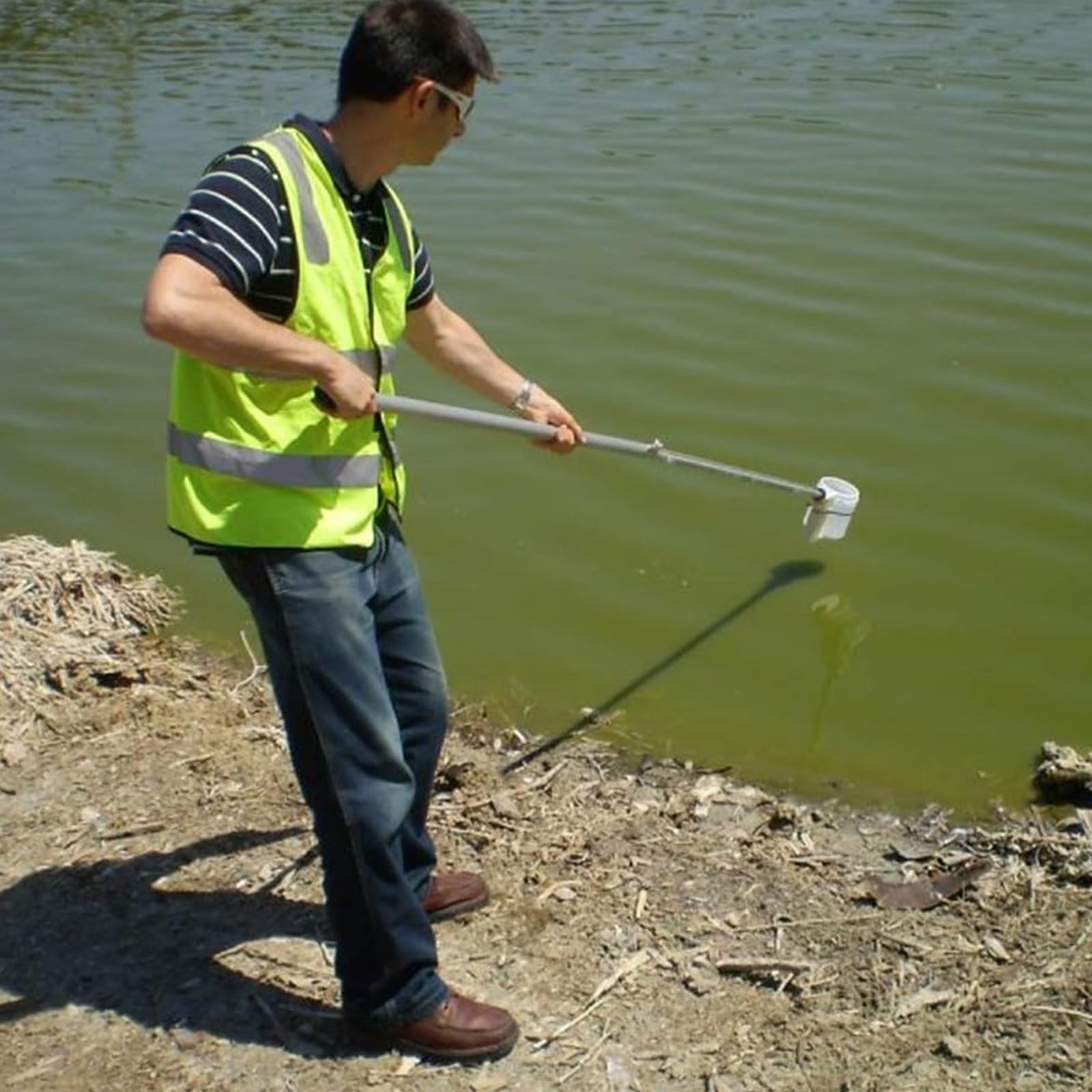 Stainless Steel Telescopic Water Sampler with 1000ml Plastic Ladle - Easy Install Water Sampling Pole for Quality Testing | Pond, Lake & River Sample Collection