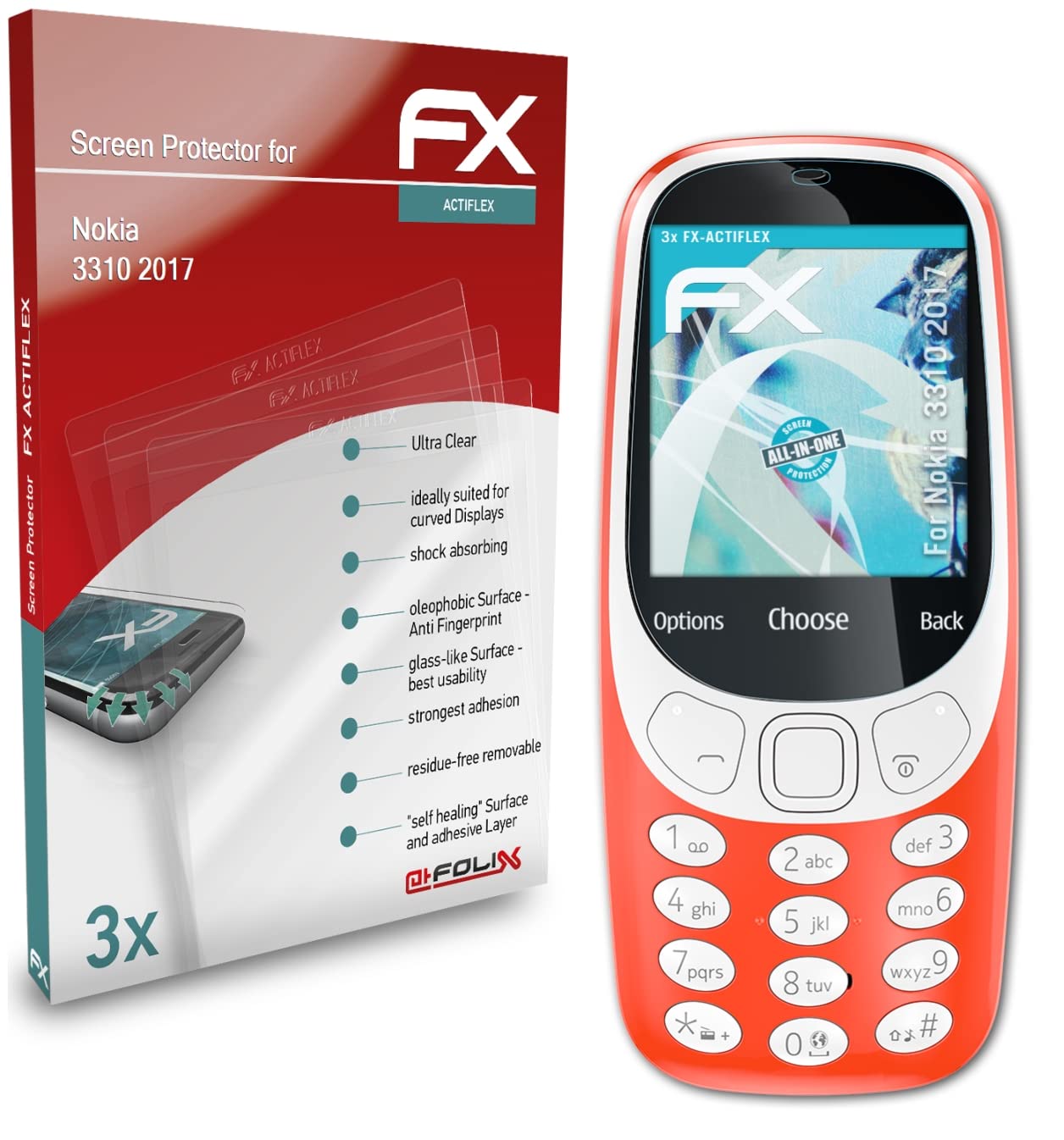 Nokia 3310 2017 Screen Protector - Ultra Clear Flexible FX Film (3-Pack) - Anti-Scratch & Bubble-Free Protection for Everyday Use