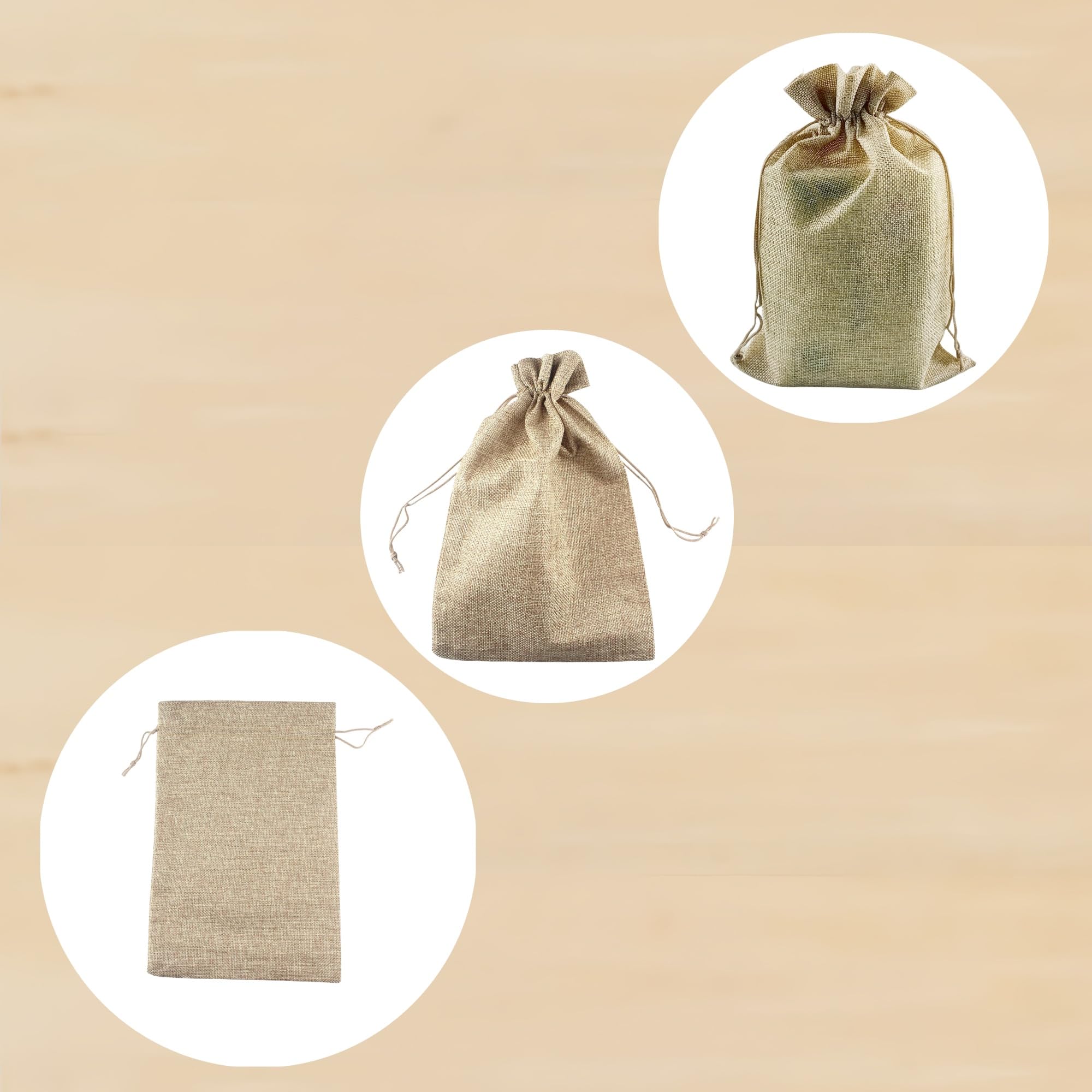 10 Pack 8x12 Inch Natural Linen Drawstring Bags - Reusable Burlap Jewelry Pouch, Wedding Favor Bags, Candy Gift Pouches for Party Favors, Bridal Shower, Christmas Stocking Stuffers & Handmade Crafts