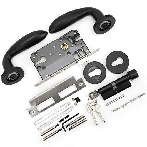 Black Space Aluminum Interior Door Lock Handle - Split Silent Cabinet Door Lock for Bedroom, Bathroom, and Closet Doors - Durable & Noise-Free Home Security Solution