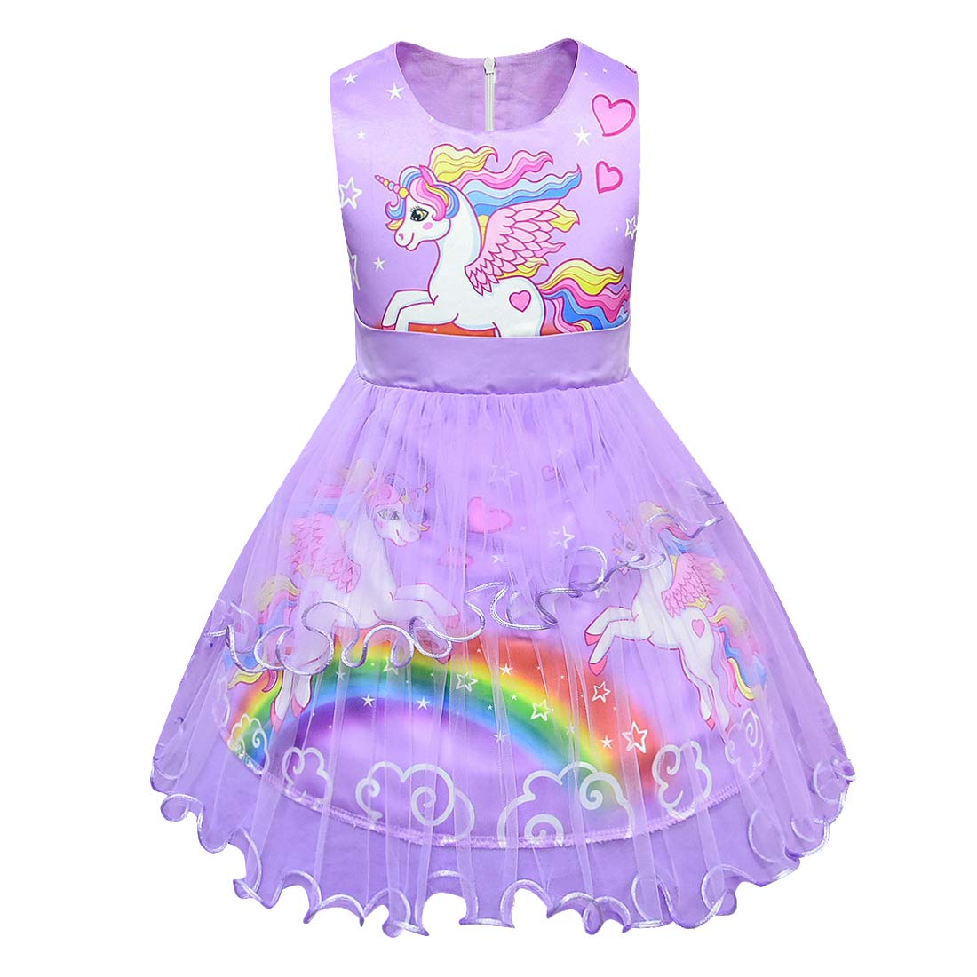 Girls Rainbow Unicorn Pony Fancy Dress Costume - Tulle Birthday Party Outfit for Summer, Pink & Purple | Perfect for Dress-Up, Birthday Parties & Photo Shoots