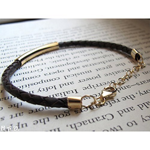 Handmade Genuine Leather Bracelet for Men - Adjustable Brown Braided Gold Filled Jewelry, Elegant Boyfriend Gift for Him | Perfect for Casual Wear, Date Nights & Special Occasions