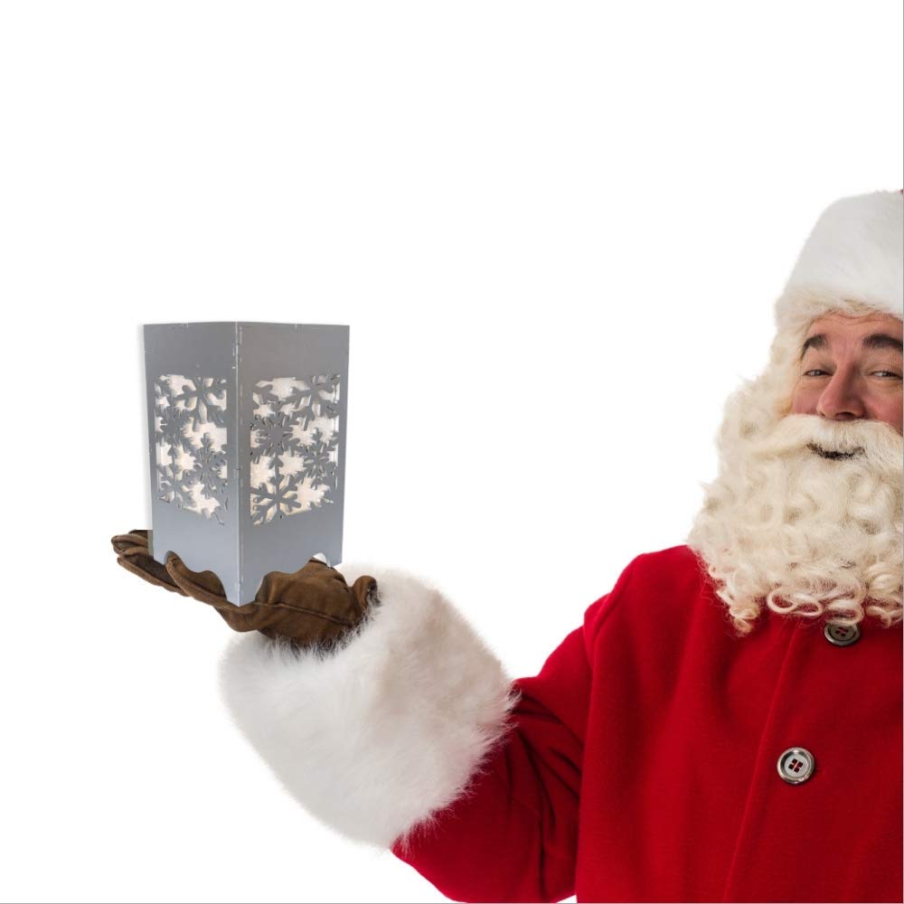 LED Lighted Snowflake Tabletop Christmas Candle Holder - Metallic Silver Finish with 5-Hour Timer | Perfect for Holiday Decor, Winter Centerpieces & Festive Home Accents
