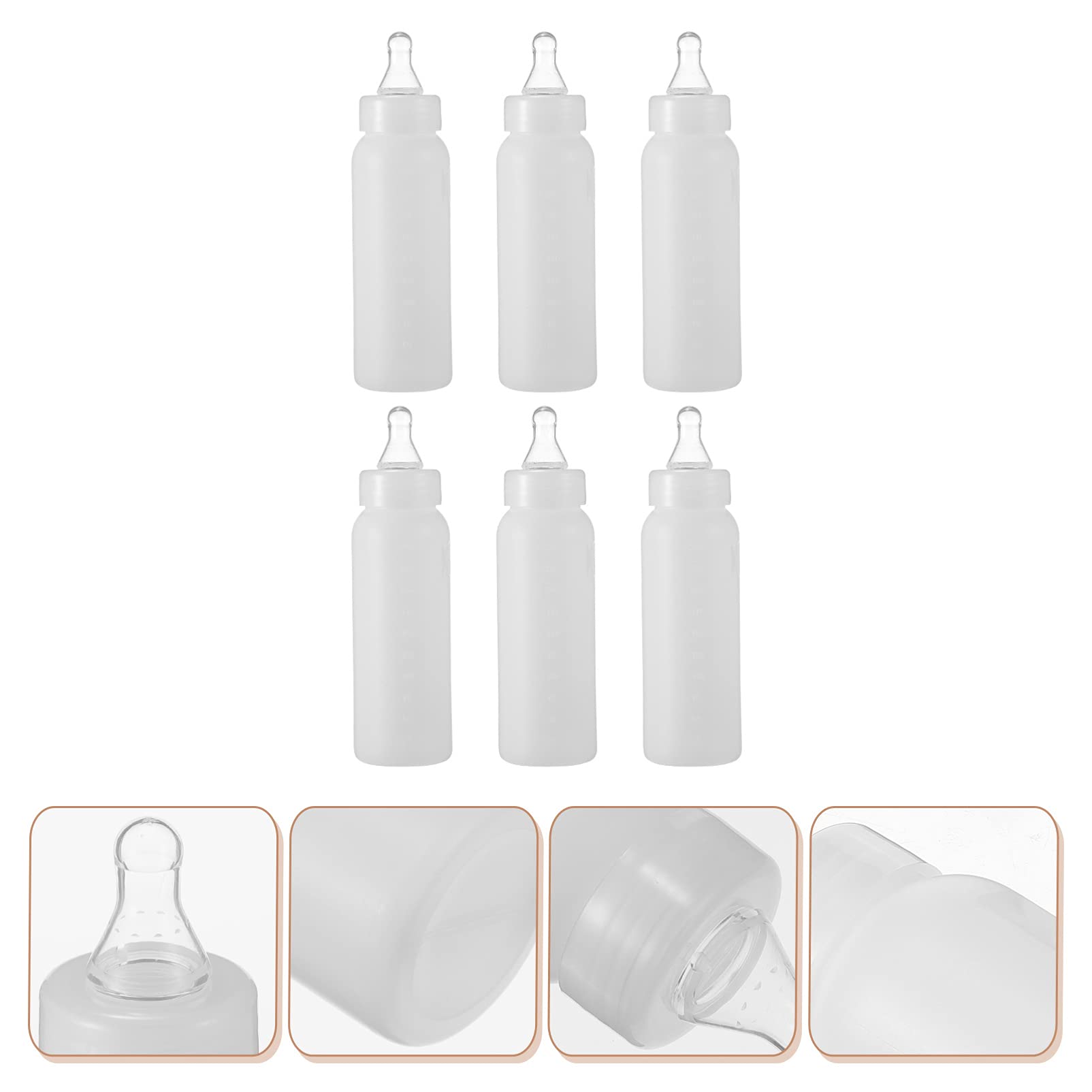 6-Pack 250ml White Lamb Feeding Bottles - Goat Milk Bottle & Calf Feeder for Sheep, Lambs, and Baby Animals - Perfect for Farm, Ranch, and Pet Care