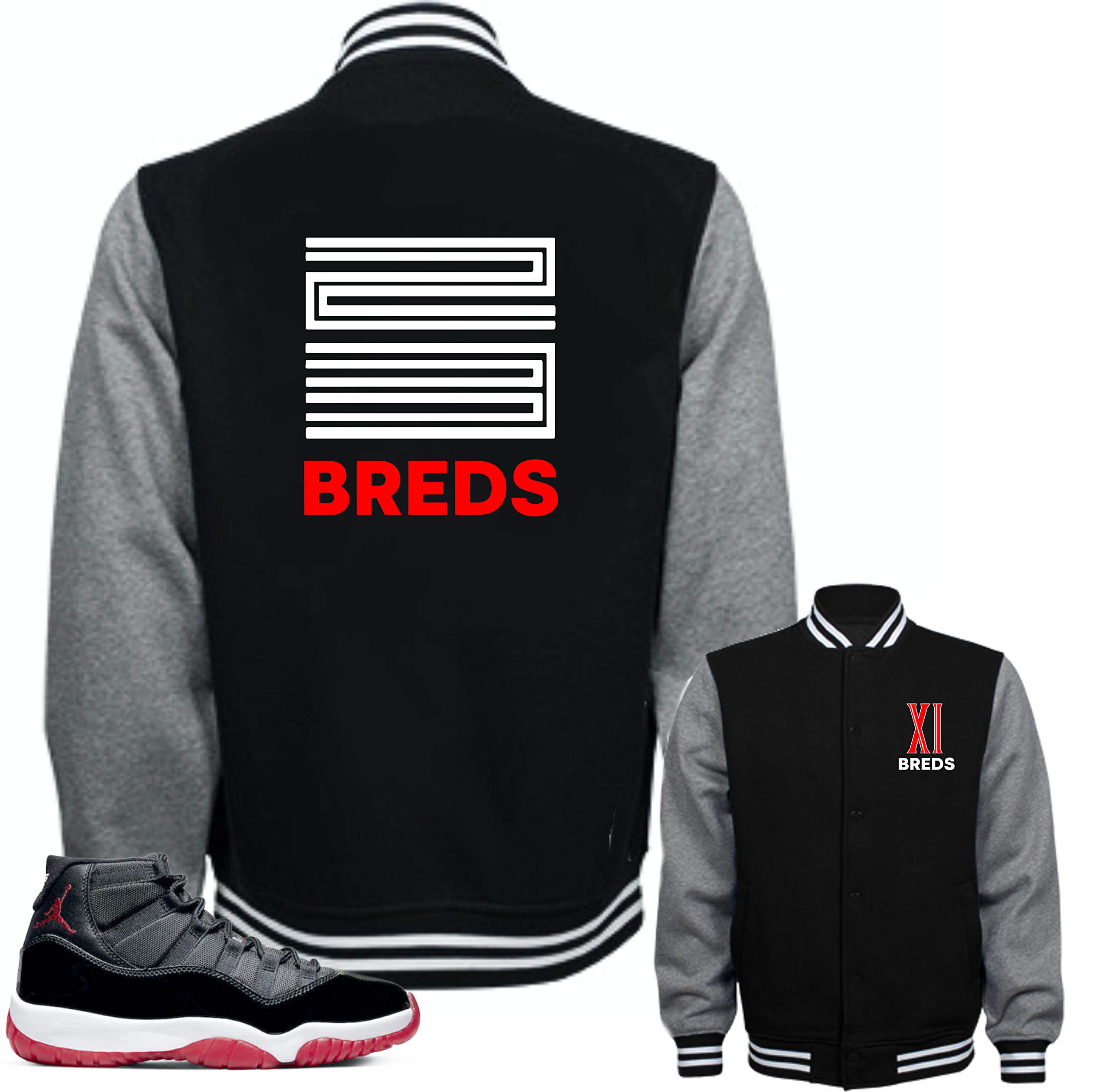 SNELOS Jordan 11 Bred 2019 Matching Jacket - Stylish Basketball Windbreaker for Men - Perfect for Game Day, Streetwear & Sneakerhead Fashion