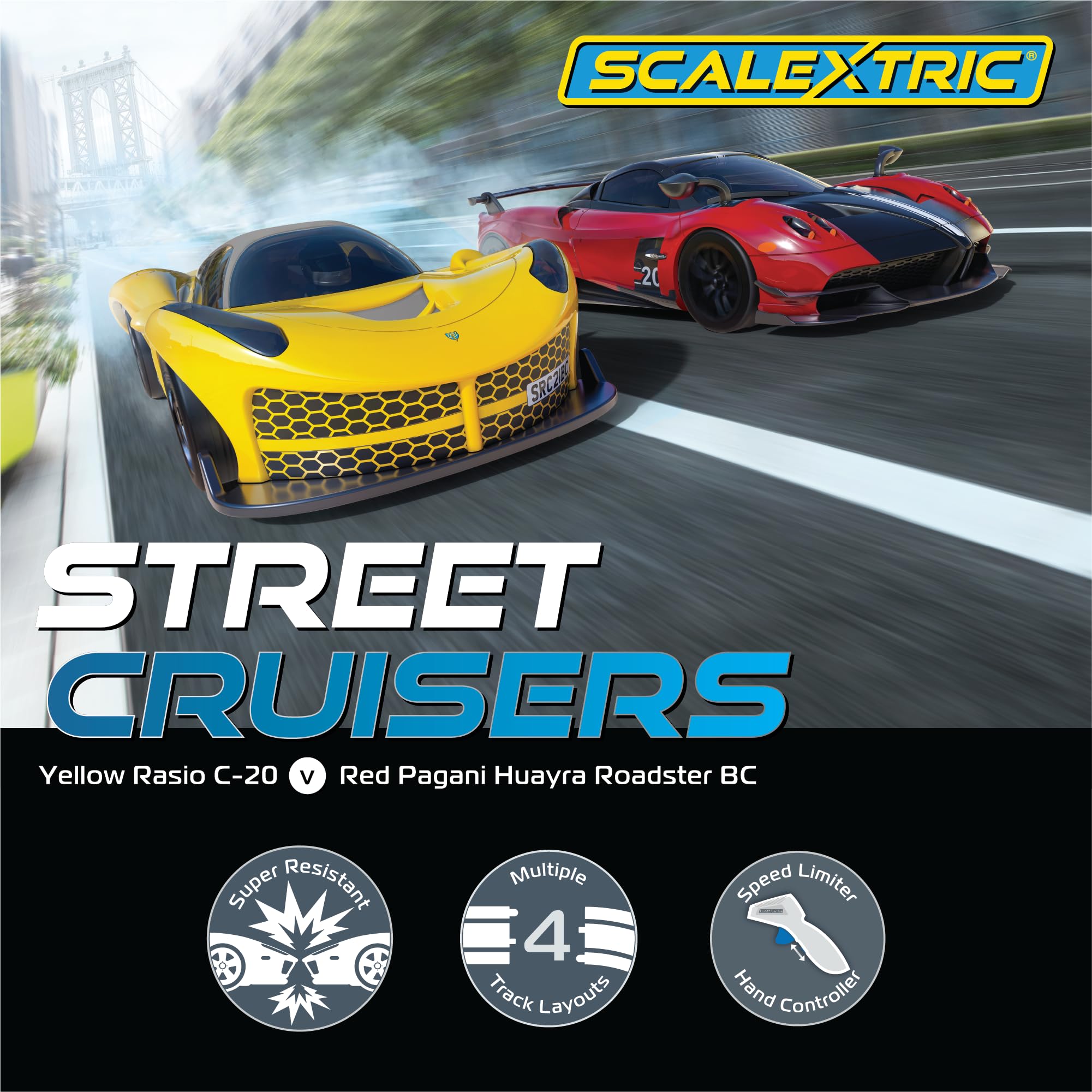 Scalextric C1422M Street Cruisers 1:32 Scale Electric Slot Car Racing Set - Mains Powered Track for Adults & Kids Ages 8+ | Perfect for Family Game Nights, Birthday Gifts & Competitive Racing Fun