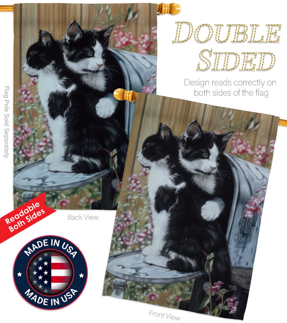 Tuxedo Cat House Flag Set 28x40