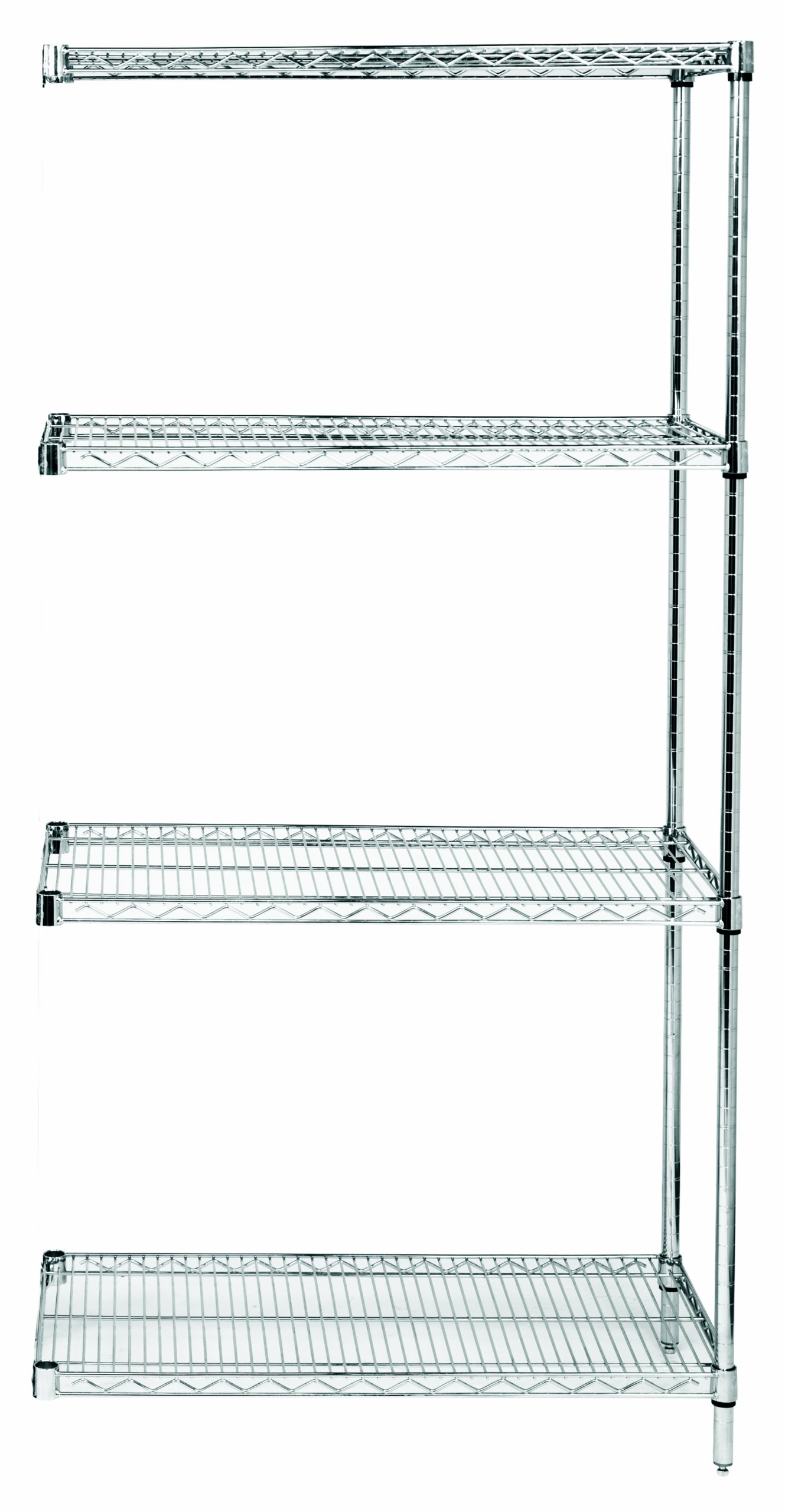 Quantum Storage Systems AD63-1872S 4-Tier Wire Shelving Unit Add-On Kit - Stainless Steel, 18