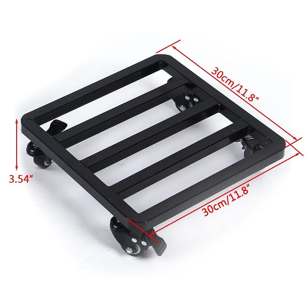 2 Pack Heavy Duty Metal Plant Caddy with Wheels - 12 Inch Black & White Rolling Plant Stand for Indoor Outdoor Flower Pots - Sturdy Steel Planter Trolley for Easy Moving - Perfect for Garden, Patio, Balcony and Home Decor