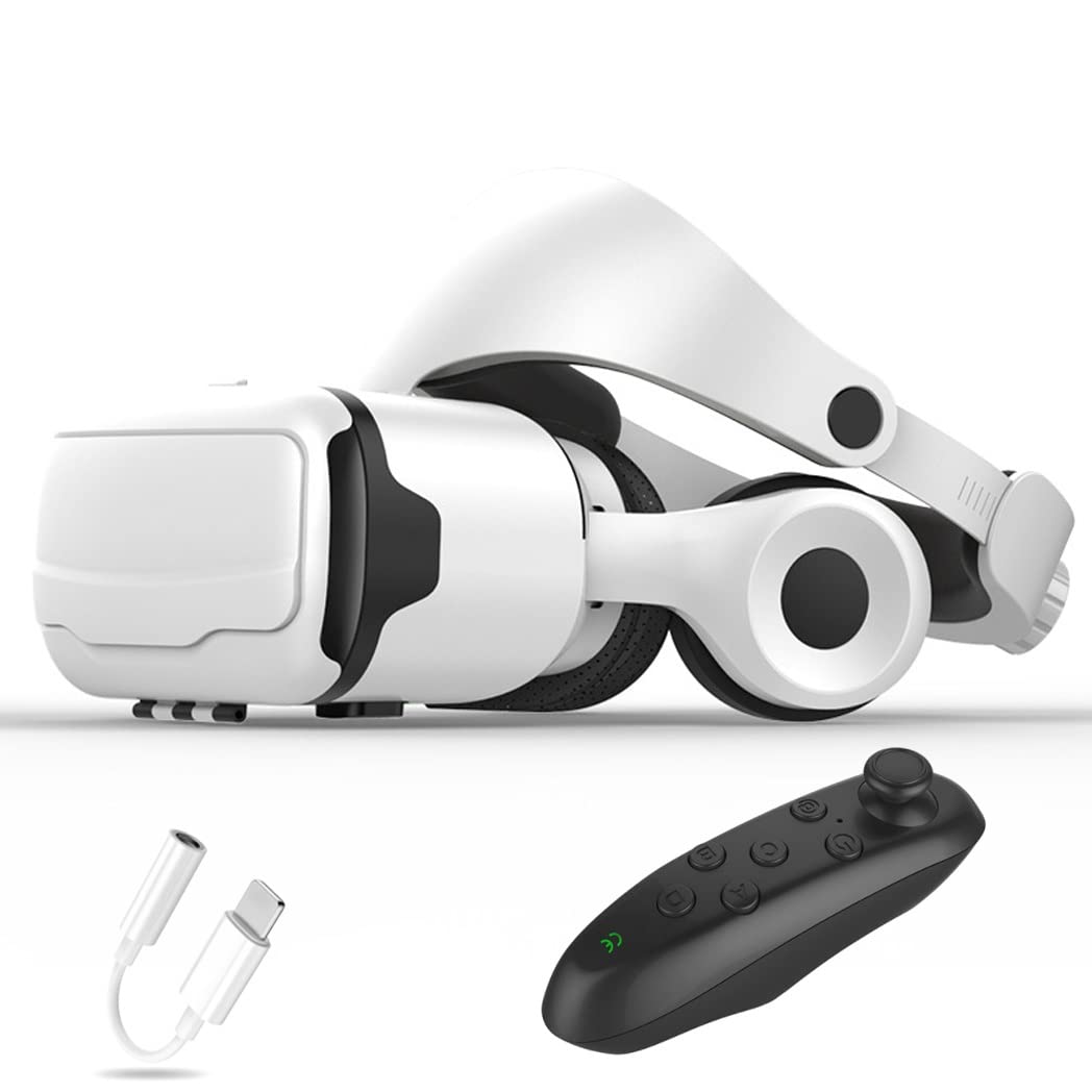 3D VR Headset with Bluetooth Controller - Compatible with iPhone 13 Pro Max/13 Pro/13/12/11, Samsung Galaxy S21, Huawei & Xiaomi Series - Immersive Virtual Reality Experience for Gaming, Movies & Education