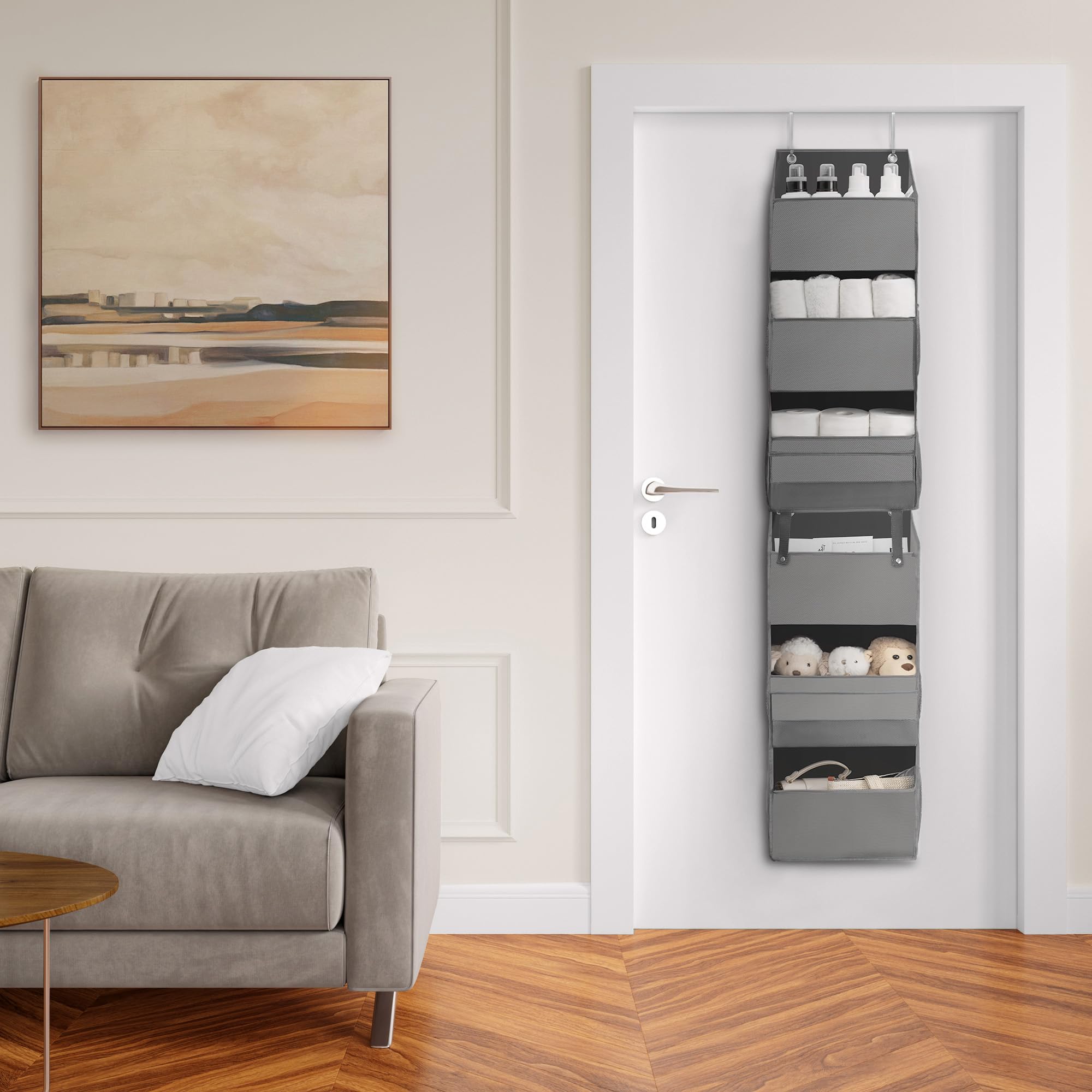 GRANNY SAYS 6-Shelf Over The Door Organizer - Gray Space Saving Storage for Closet, Bathroom & Bedroom - Hanging Door Shelves for Shoes, Towels & Accessories - Perfect for Small Spaces & Home Organization