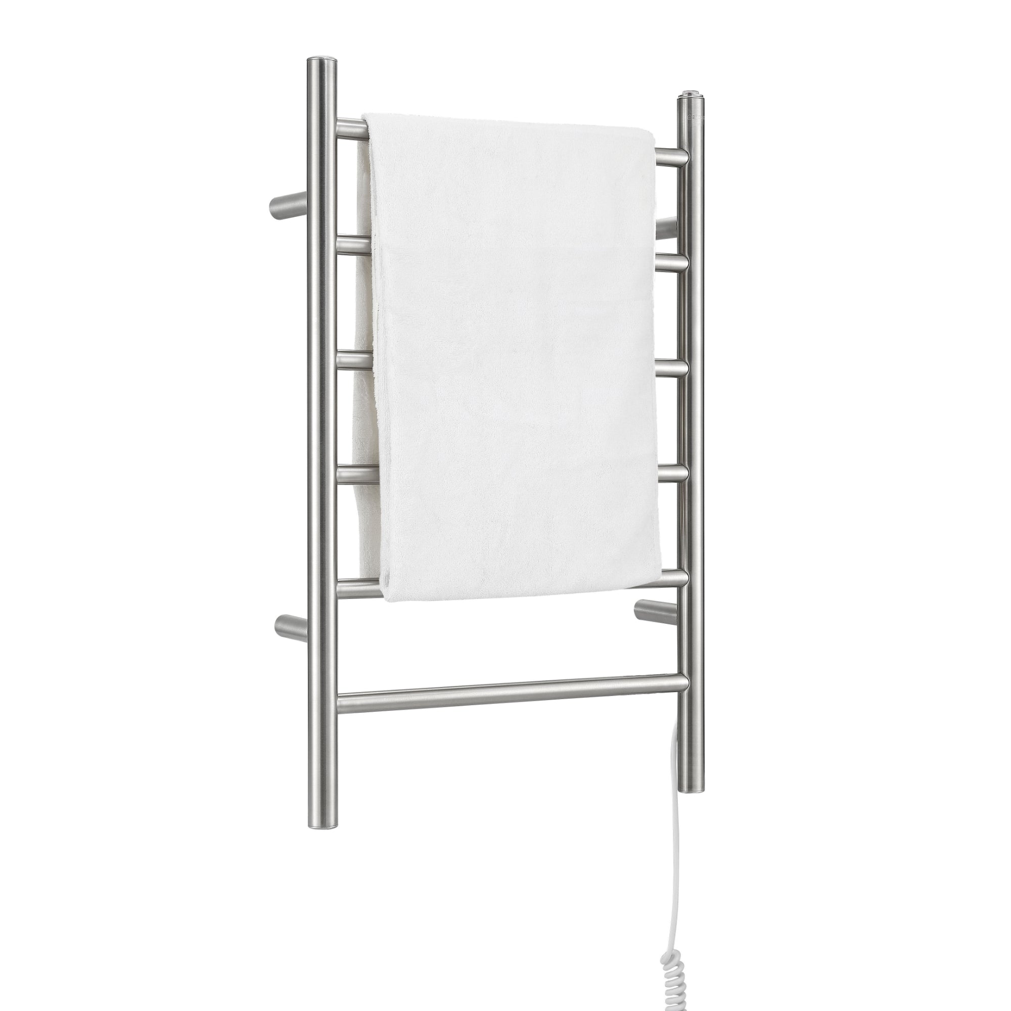 Premium 6-Bar Hardwired & Plug-In Towel Warmer - Brushed Stainless Steel - Fast Heating Bathroom Luxury for Spa, Hotel & Home Use