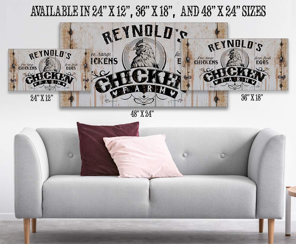 Personalized Chicken Farm 24x48 Extra Large Rustic Metal Look Unframed Poster - Farmhouse Decor, Country Home Display & Chicken Coop Sign | Perfect for Farmhouse Walls, Chicken Coops, Country Kitchens & Fresh Egg Stands