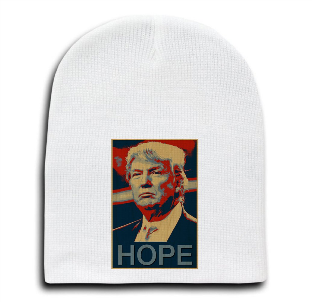 White Adult Beanie Skull Cap Hat - Hope - Presidential Candidate Design - Warm Winter Hat for Men & Women - Perfect for Outdoor Activities, Political Events & Casual Wear