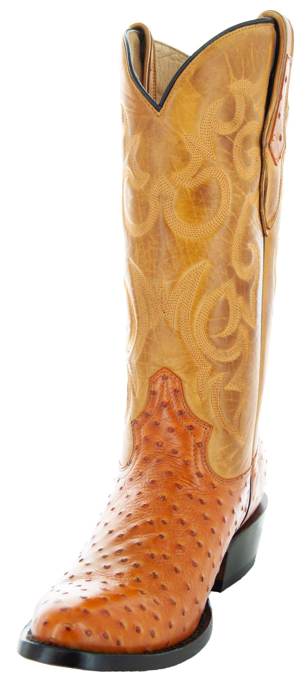 Soto Boots Men's Ostrich Print Cowboy Boots - Genuine Leather Western Boots for Men H7002 | Comfortable & Stylish for Rodeo, Country Dancing & Outdoor Events