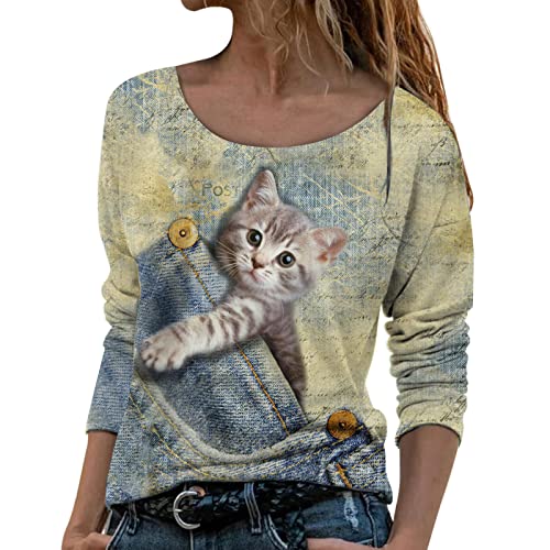 Trendy 2022 Fall Tops for Women - Gradient Color Long Sleeve T-Shirt, Casual Round Neck Ladies Tee, Plus Size Tunic Blouse | Perfect for Autumn Outfits, Office Wear & Casual Dates
