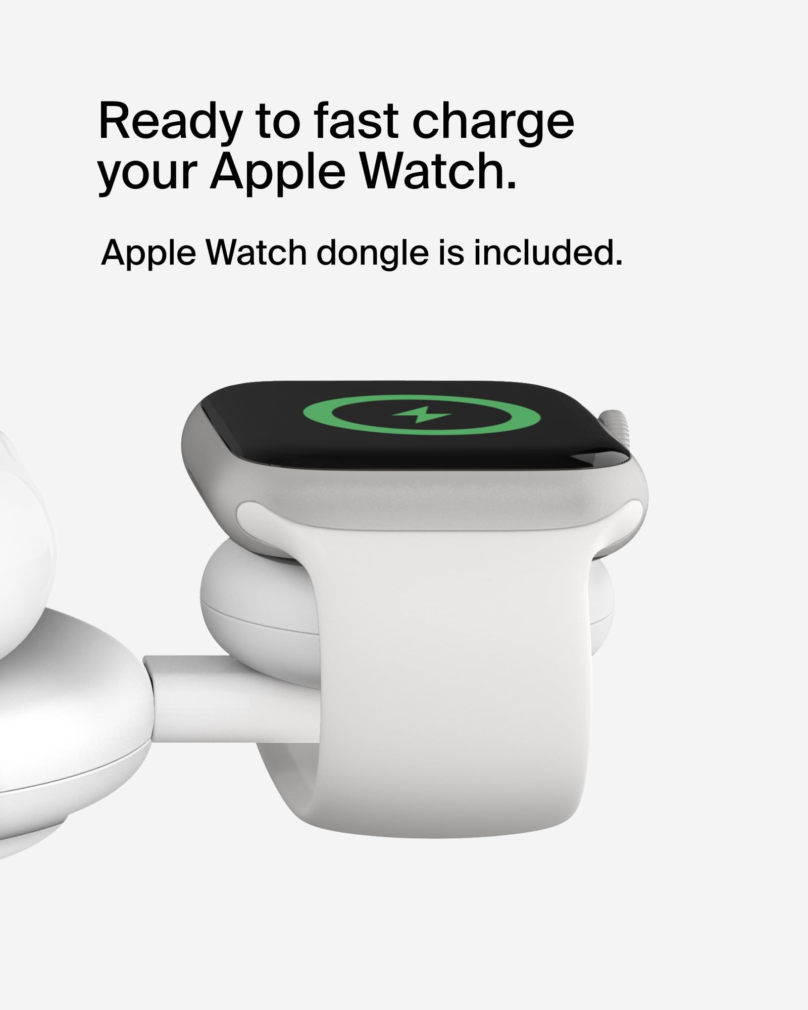 Belkin 3-in-1 MagSafe-Compatible Wireless Charging Pad with Qi2 15W Fast Charging - iPhone Charger Station for iPhone 16/15/14 Series, AirPods & Apple Watch - White | Perfect for Home, Office & Travel Charging
