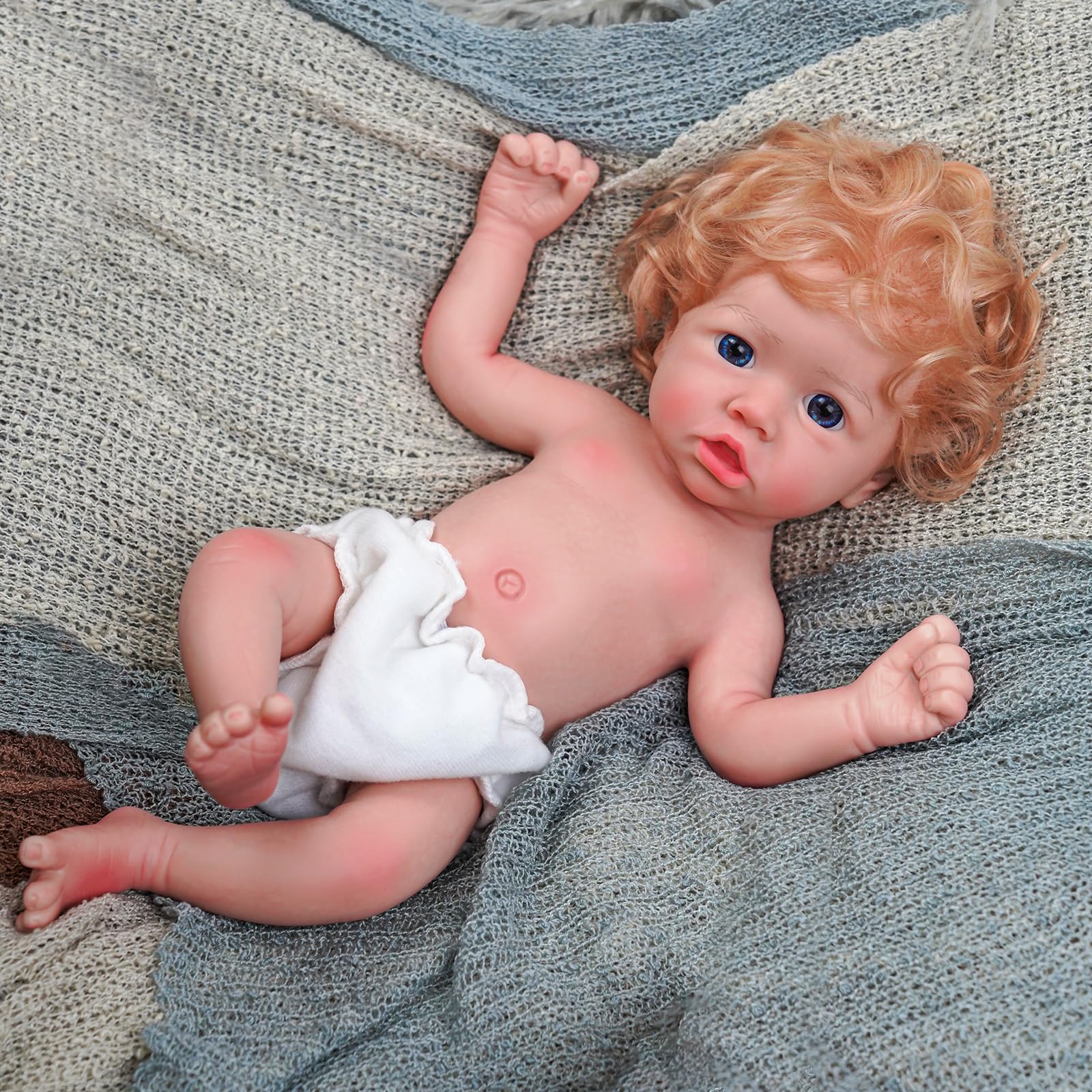 12 Inch Realistic Silicone Reborn Baby Doll with Blue Eyes & Golden Hair - Lifelike Full Body Baby Girl Doll for Collectors, Gift Giving, Nursery Decor & Photography Props
