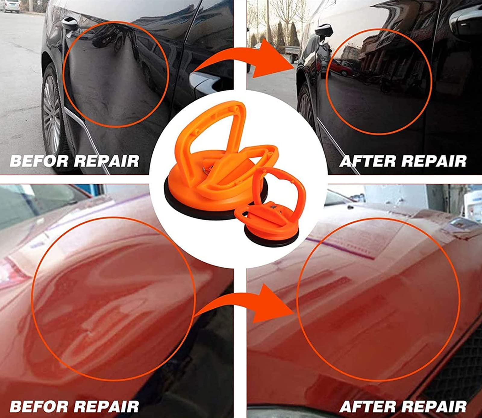 2-Pack Car Dent Puller Kit - Suction Cup Dent Remover Tool for Paintless Dent Repair | Car Body, Refrigerator & Tile Dent Removal | Includes Handle Lifter for Easy Use | Perfect for DIY Auto Repair & Home Maintenance