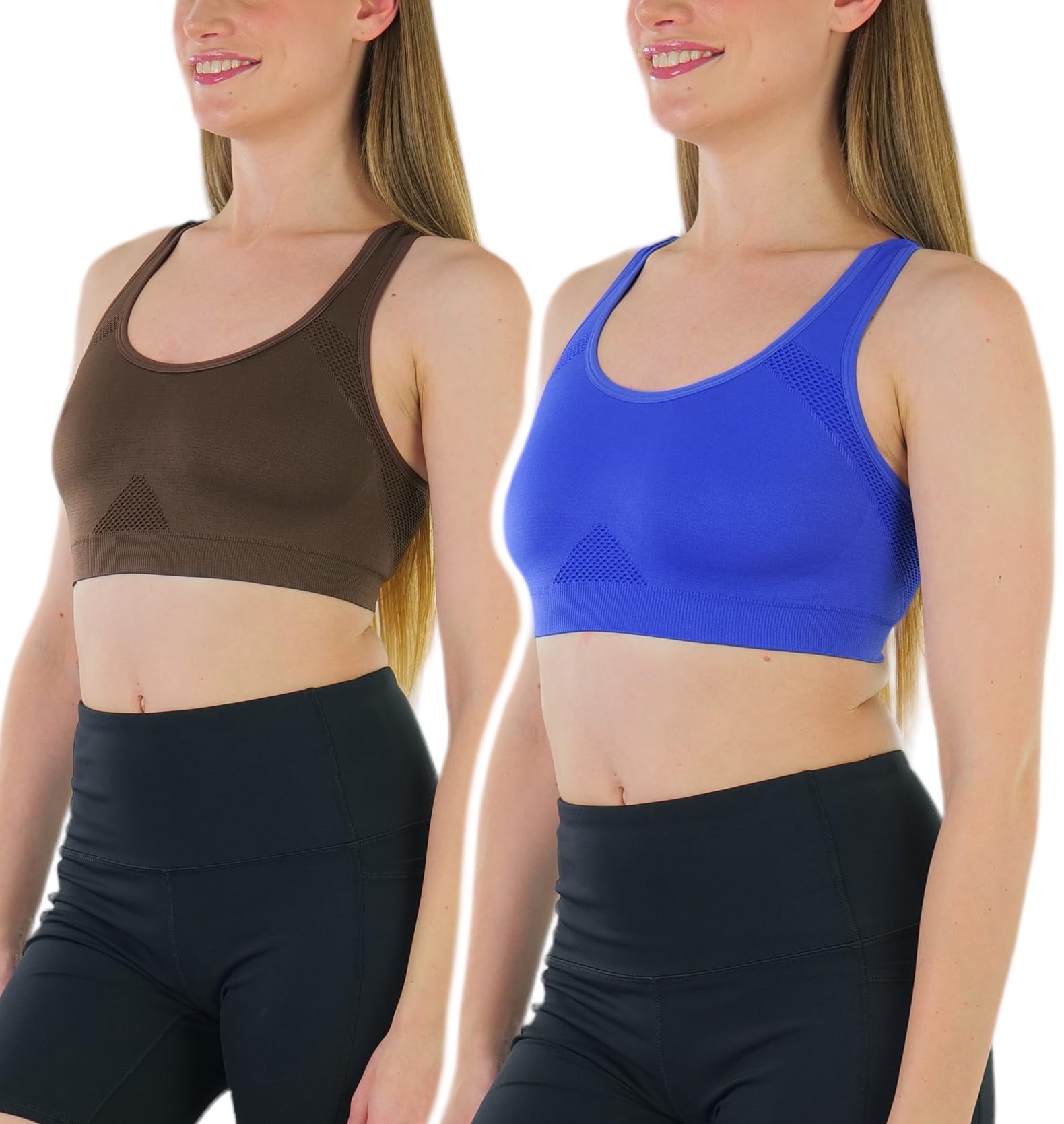 ToBeInStyle Women's 6-Pack Double Layer Racerback Sports Bras - Moisture Wicking & Supportive for Yoga, Running, Gym Workouts & High-Intensity Training