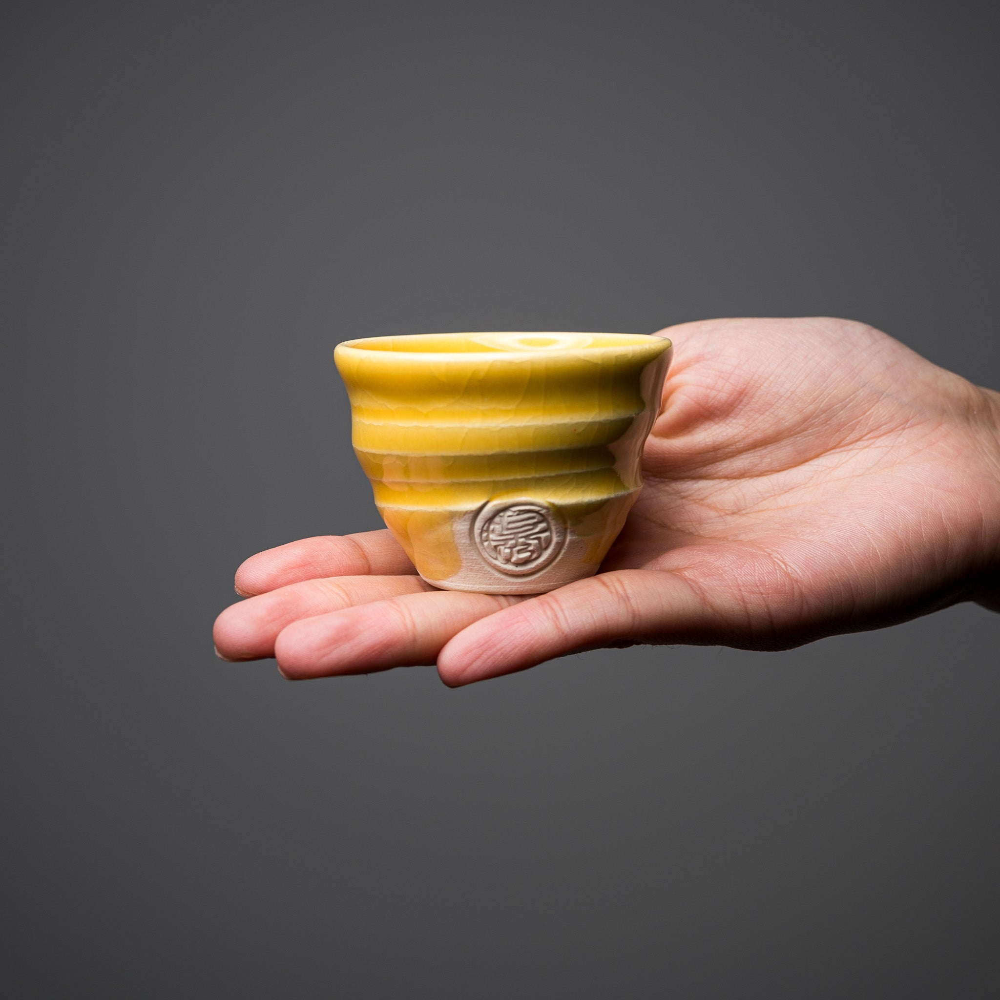 NINSHU Japanese Sake Cup - Handcrafted Ceramic Yuzu Yellow Small Teacup for Sake, Tea & Dessert | Perfect for Japanese Tea Ceremony, Sake Tasting & Home Decor