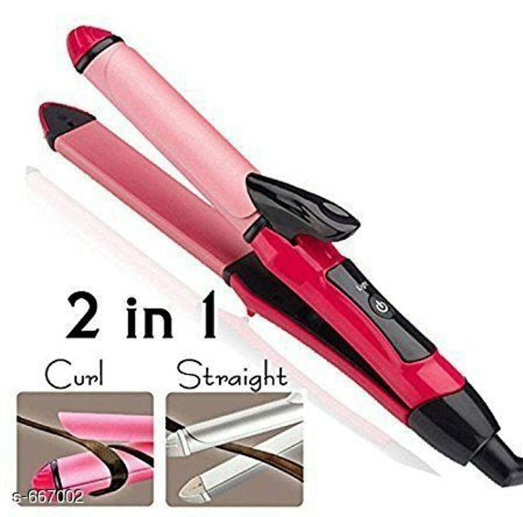 Jangra Professional Hair Straightener and Curler - 2-in-1 Styling Iron with Ceramic Plates, Adjustable Temperature (180°F-450°F), Pink - Perfect for Home Use, Travel, Salon Styling & Gifts