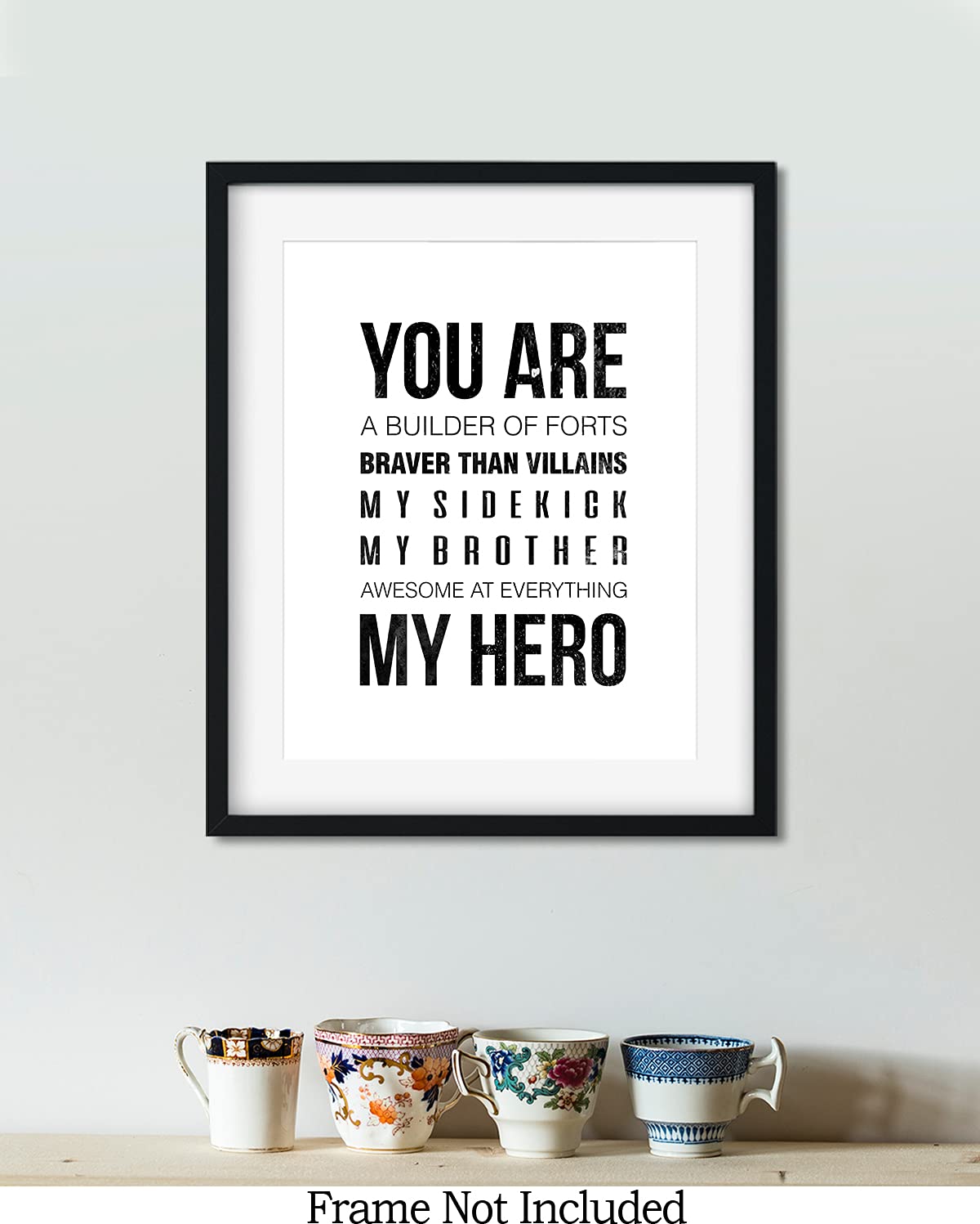Govivo You Are My Hero Wall Art Print - 11x14 Inspirational Typography Decor for Home & Office - Motivational Quote Poster on Premium Photo Paper - Perfect for Living Room, Bedroom & Gift Giving