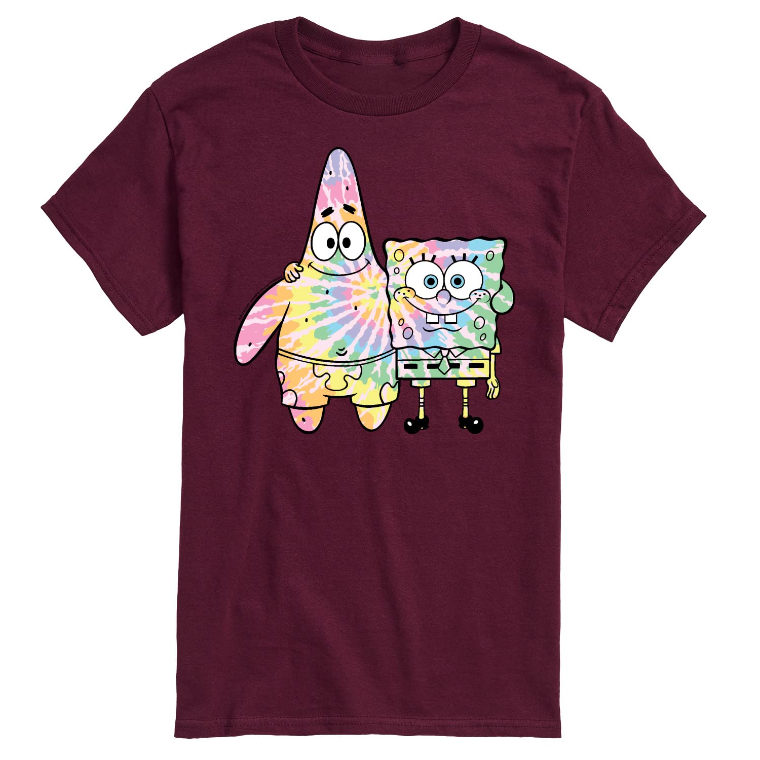 SpongeBob & Patrick Tie Dye Men's Graphic T-Shirt | Short Sleeve Cotton Tee | Cartoon Character Apparel | Perfect for Casual Wear, Cosplay & SpongeBob Fans