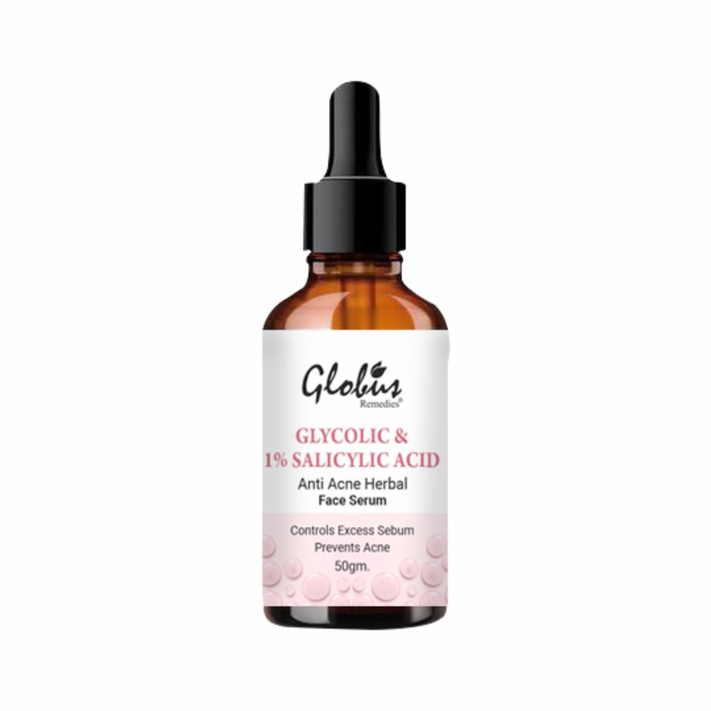 Globus Remedies Glycolic & 1% Salicylic Acid Anti Acne Face Serum for Oily & Acne Prone Skin - 50ml | Exfoliating & Pore Minimizing Treatment | Perfect for Daily Skincare Routine & Blemish Control