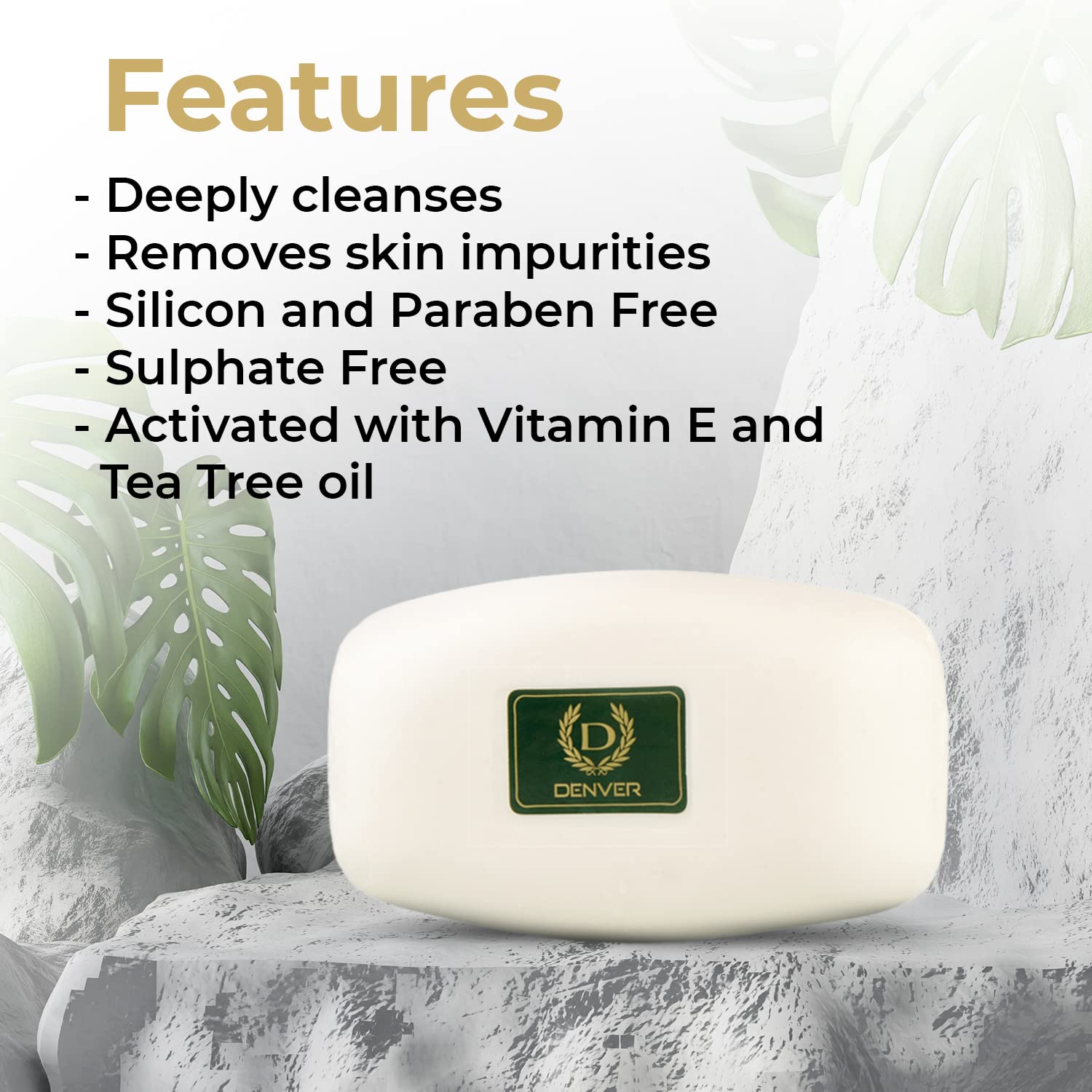 DENVER Restore Body Spa Soap - 125GM Each (Pack of 2) | Tea Tree Oil Enriched Scented Soap Bar for Men | Moisturizing & Refreshing for Daily Shower, Gym & Travel