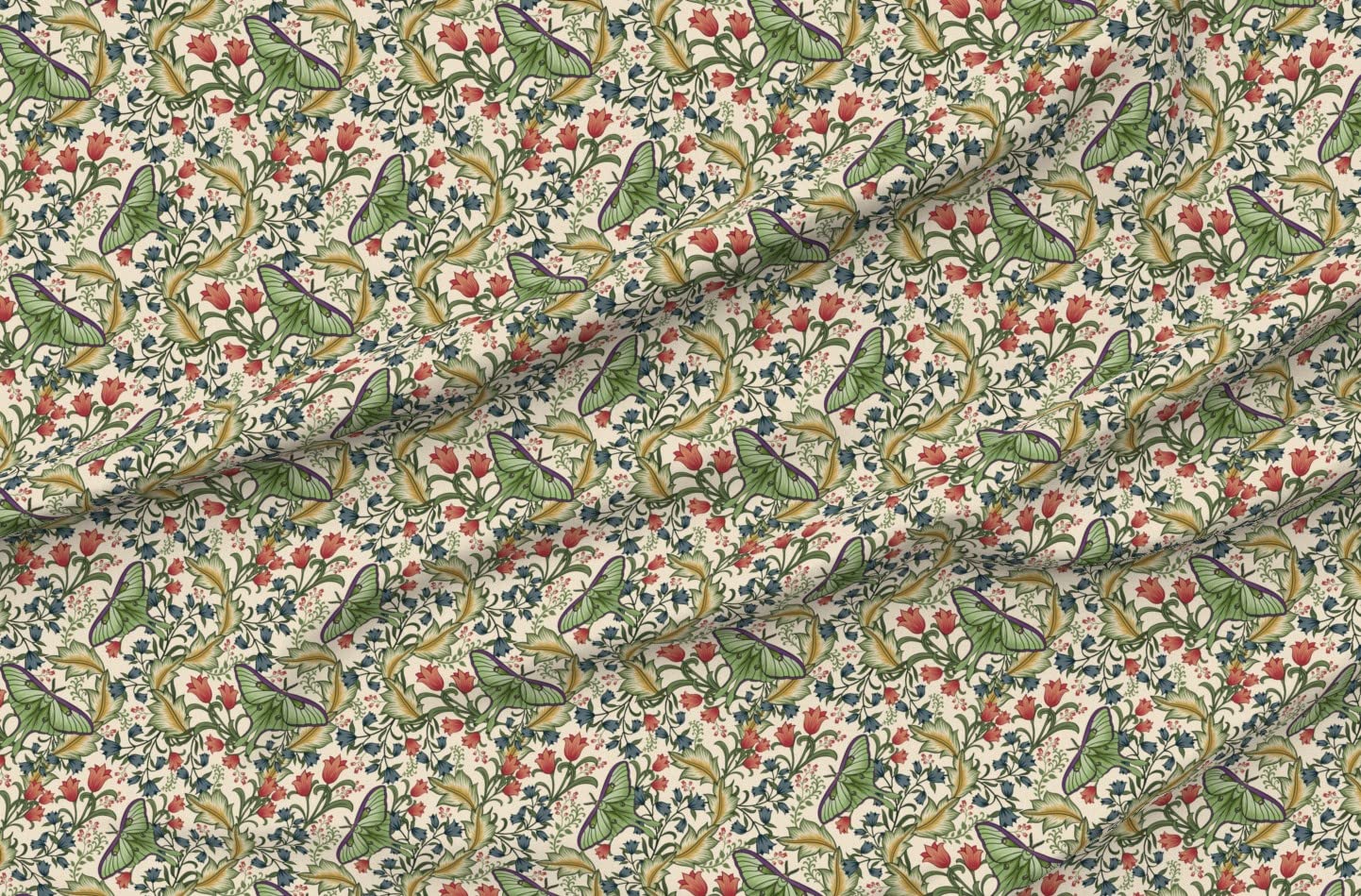 Art Nouveau Moth Cream Moths Insects Victorian Entomology Printed Minky Fabric by The Yard - Soft Sewing Material for Baby Blankets, Quilt Backing & Plush Toys - Perfect for DIY Crafts, Home Decor & Nursery Projects