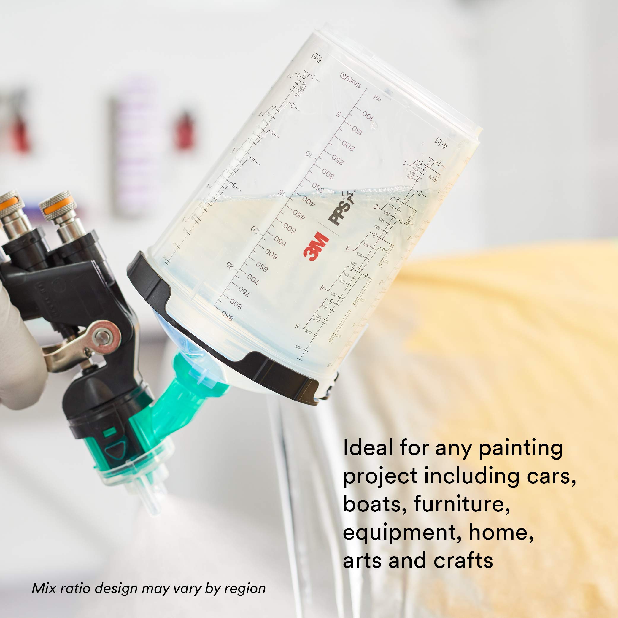 3M PPS 2.0 Spray Gun Cup System - 28oz Large Paint Cup with 50 Disposable Lids & Liners, 125-Micron Filter & 32 Sealing Plugs - Perfect for Automotive Painting, Furniture Refinishing & Home DIY Projects