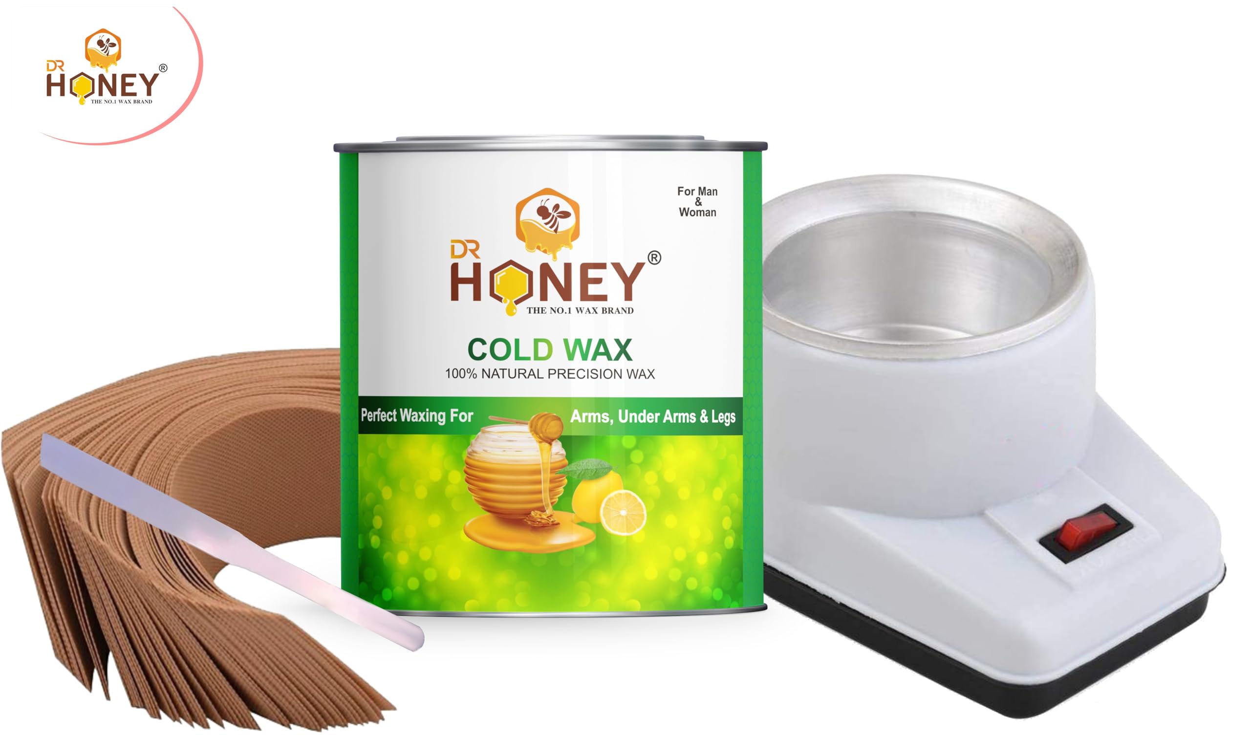 DR HONEY Wax Warmer Heater Kit with Stainless Steel Waxing Knife - Professional Hair Removal Wax Heater for Salon & Home Use - Perfect for Eyebrows, Legs, Bikini & Body Waxing