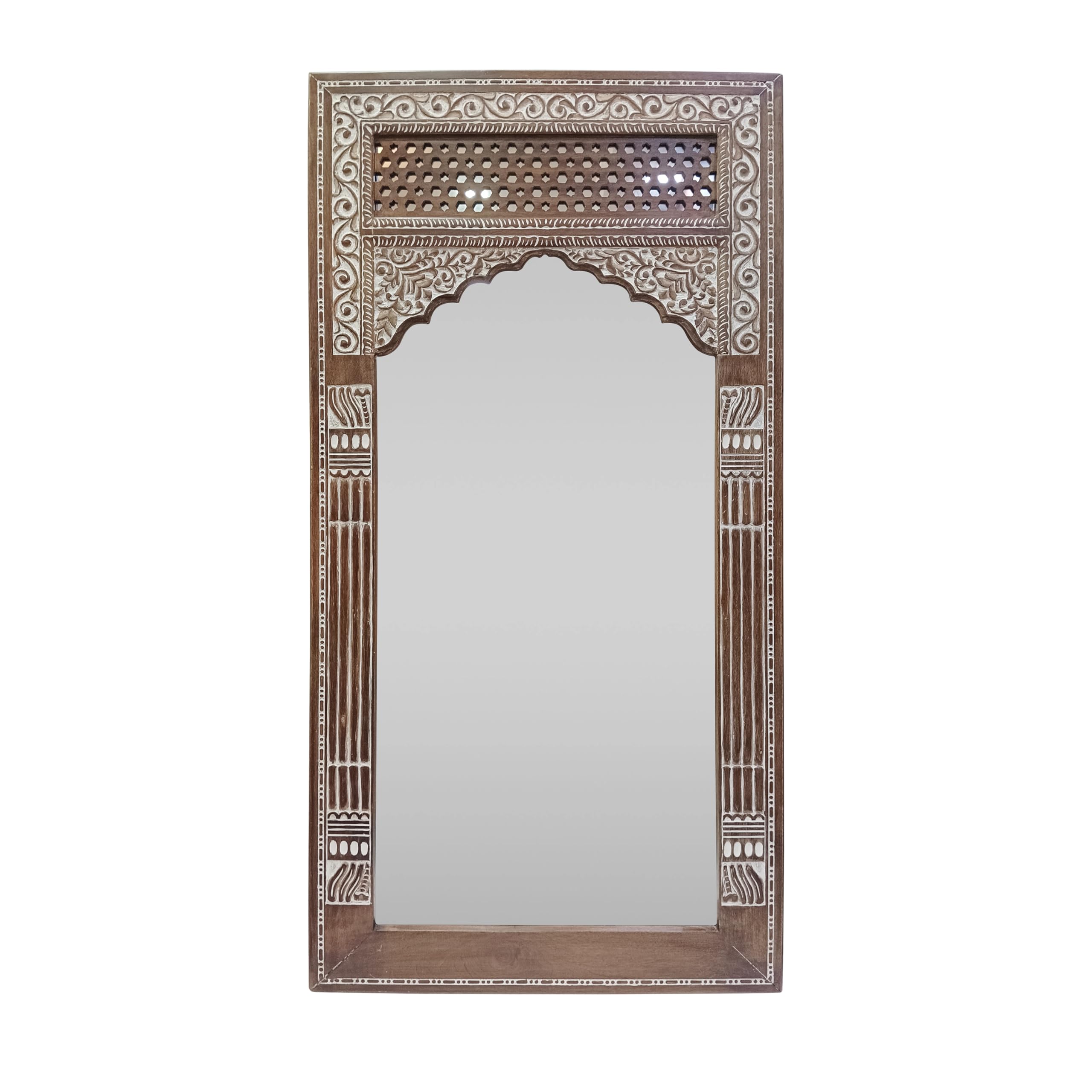 Christopher Knight Home Upsata Standing Mirror - White Washed & Clear Glass Full-Length Floor Mirror for Bedroom, Living Room, or Entryway Decor