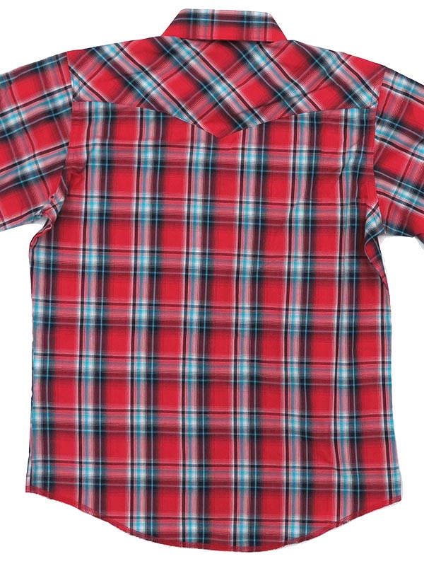 Kids Wrangler Western Plaid Snap Shirt - Short Sleeve Button-Up for Boys & Girls - Perfect for Rodeo, School & Outdoor Activities