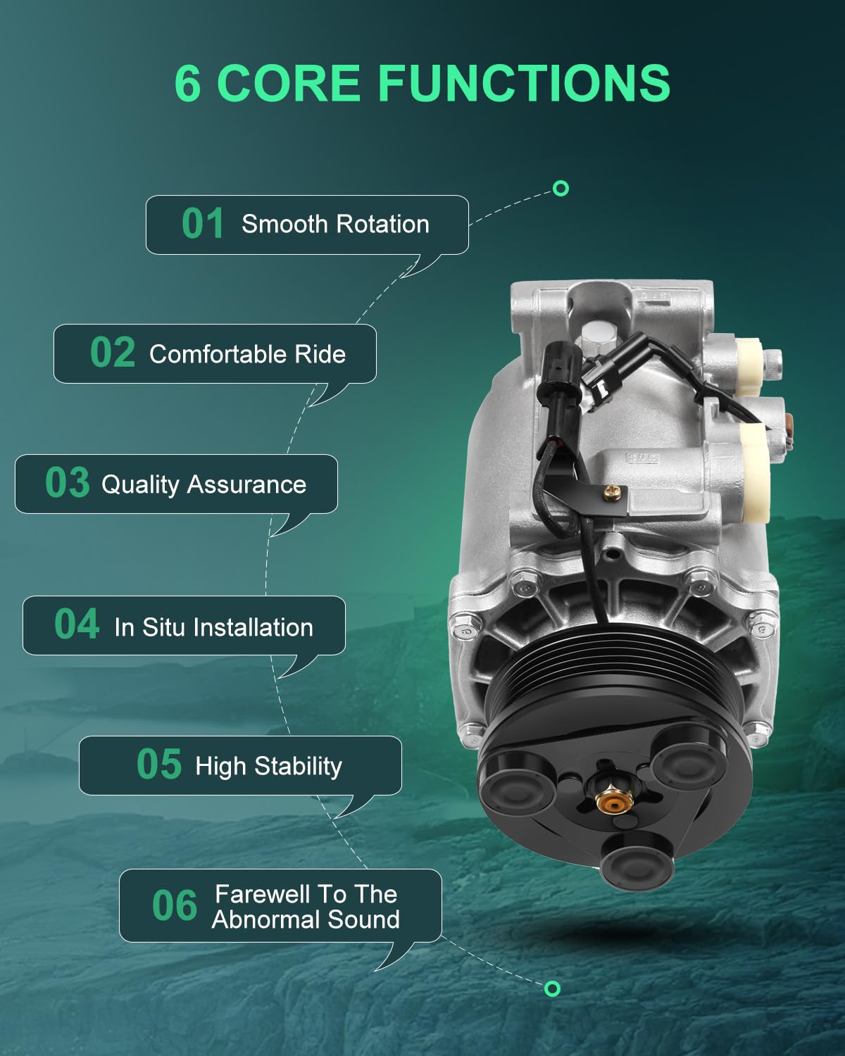 SCITOO AC Compressor Replacement for Mitsubishi Lancer 2000-2003 & Dodge Stratus 2001-2005 - High Performance Air Conditioning Compressor for Car Cooling System - Perfect for Summer Road Trips and Daily Commuting