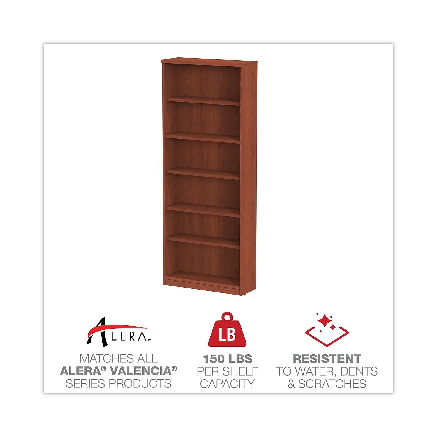 Alera VA638232MC Valencia 6-Shelf Bookcase - 31.75