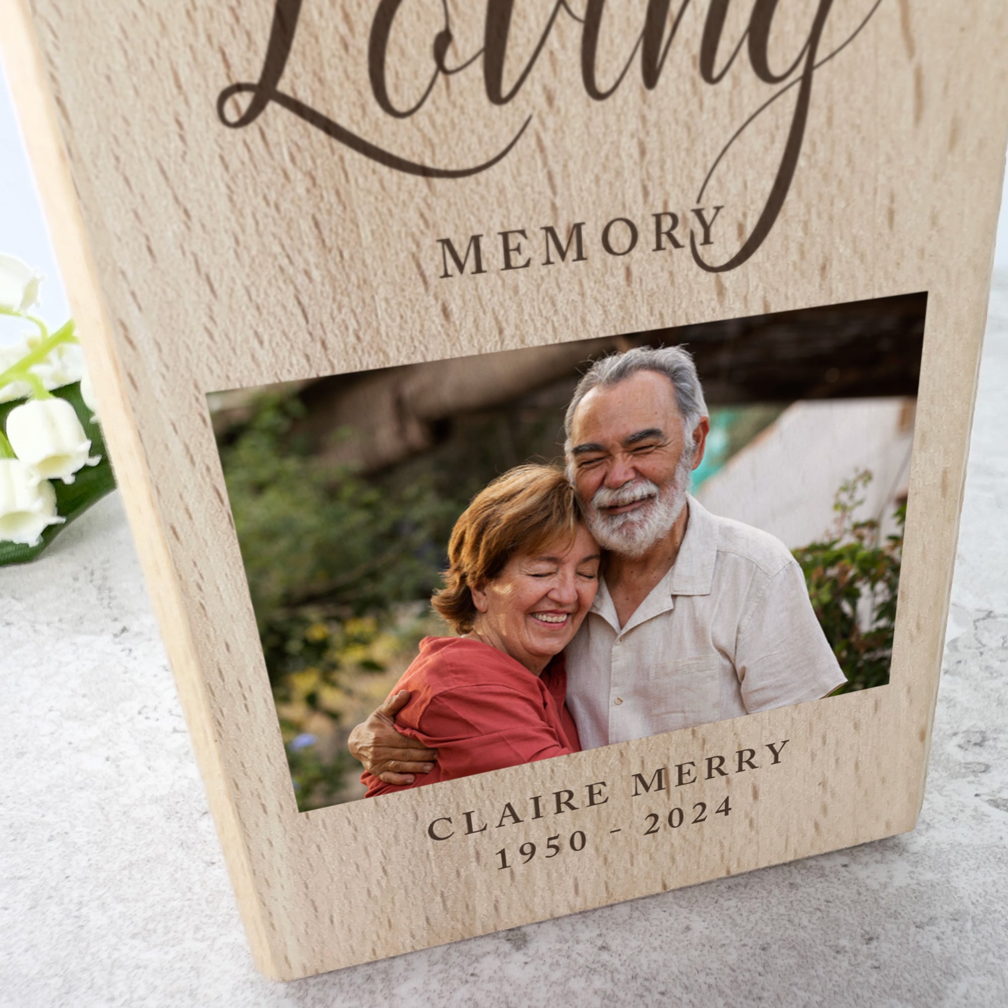 Personalized Memorial Dove Solid Wood Photo Tea Light Holder - 2 Sizes for Home Decor, Sympathy Gifts & Memorial Ceremonies