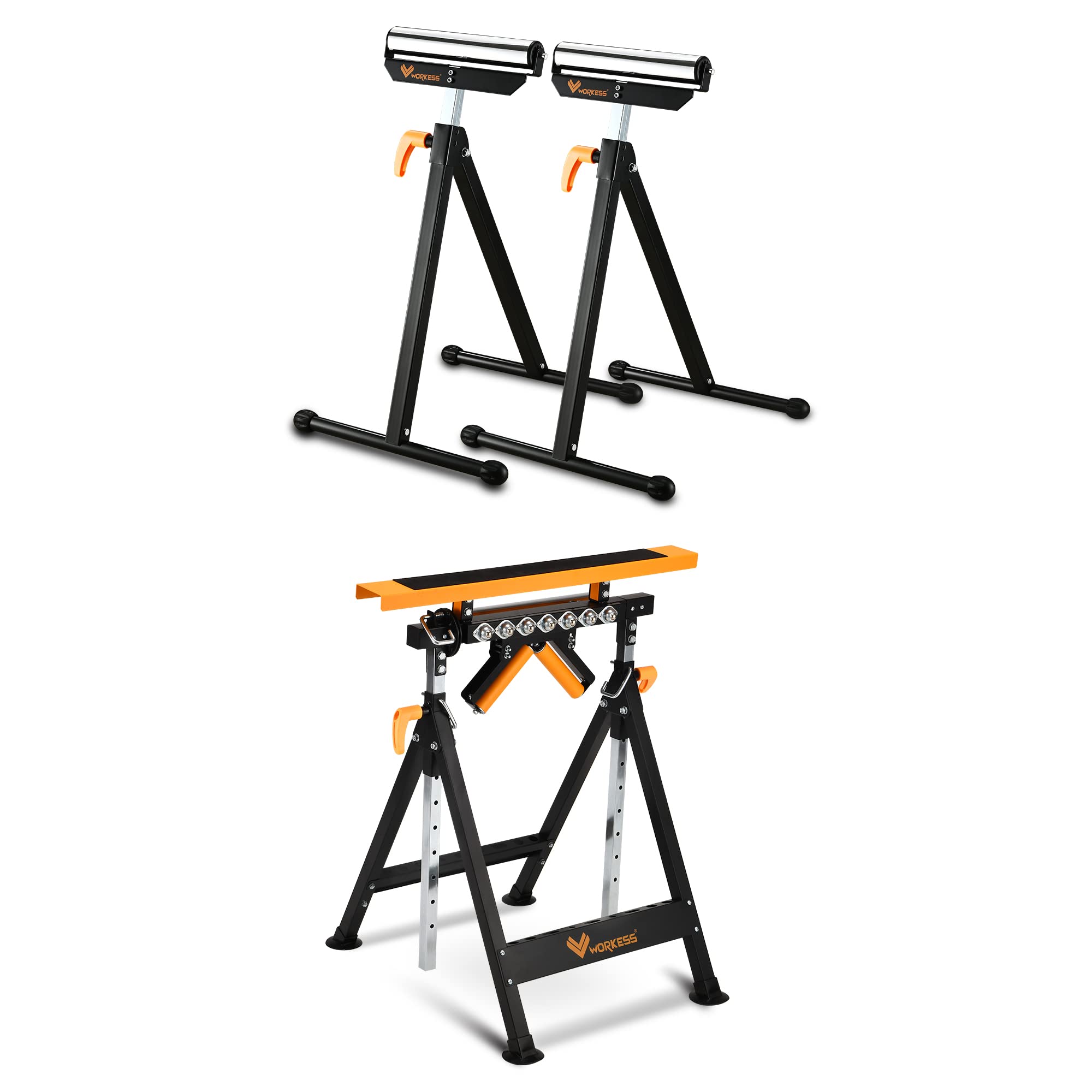 4 in 1 Adjustable Roller Stand - Heavy Duty Roller Support Stand for Woodworking, Table Saw, Band Saw - Perfect for Workshop & DIY Projects