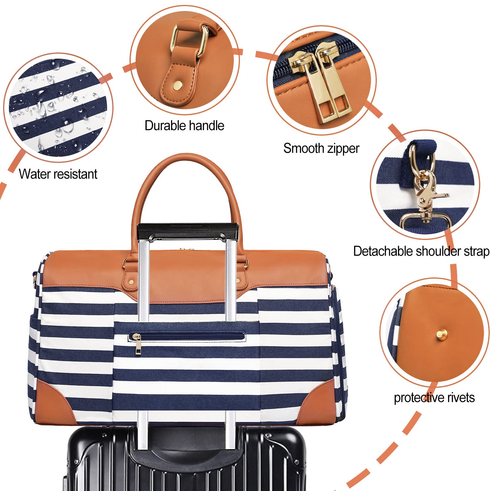 Stylish Women's Canvas Weekender Bag with Shoe Compartment - Large Travel Duffel for Overnight Trips, Business Travel, Gym & Sports | Perfect Carry-On for Daily Use & Weekend Getaways