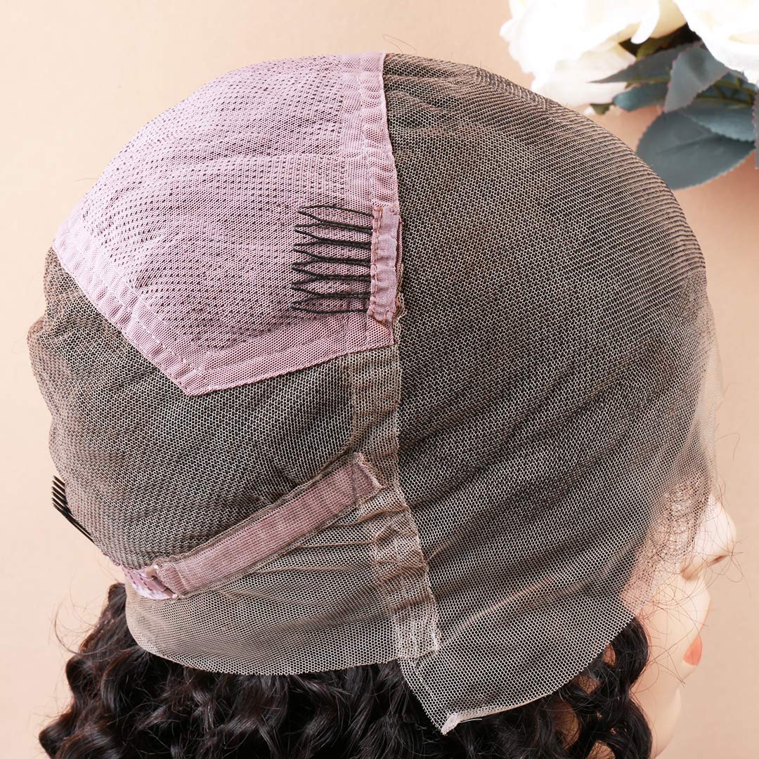 Bella Hair 150% Density Full Lace Curly Human Hair Wig with Baby Hair & Pre-Plucked Hairline - 18 Inch Remy Virgin Hair Wig for Black Women - Perfect for Daily Wear, Parties, Weddings & Special Occasions