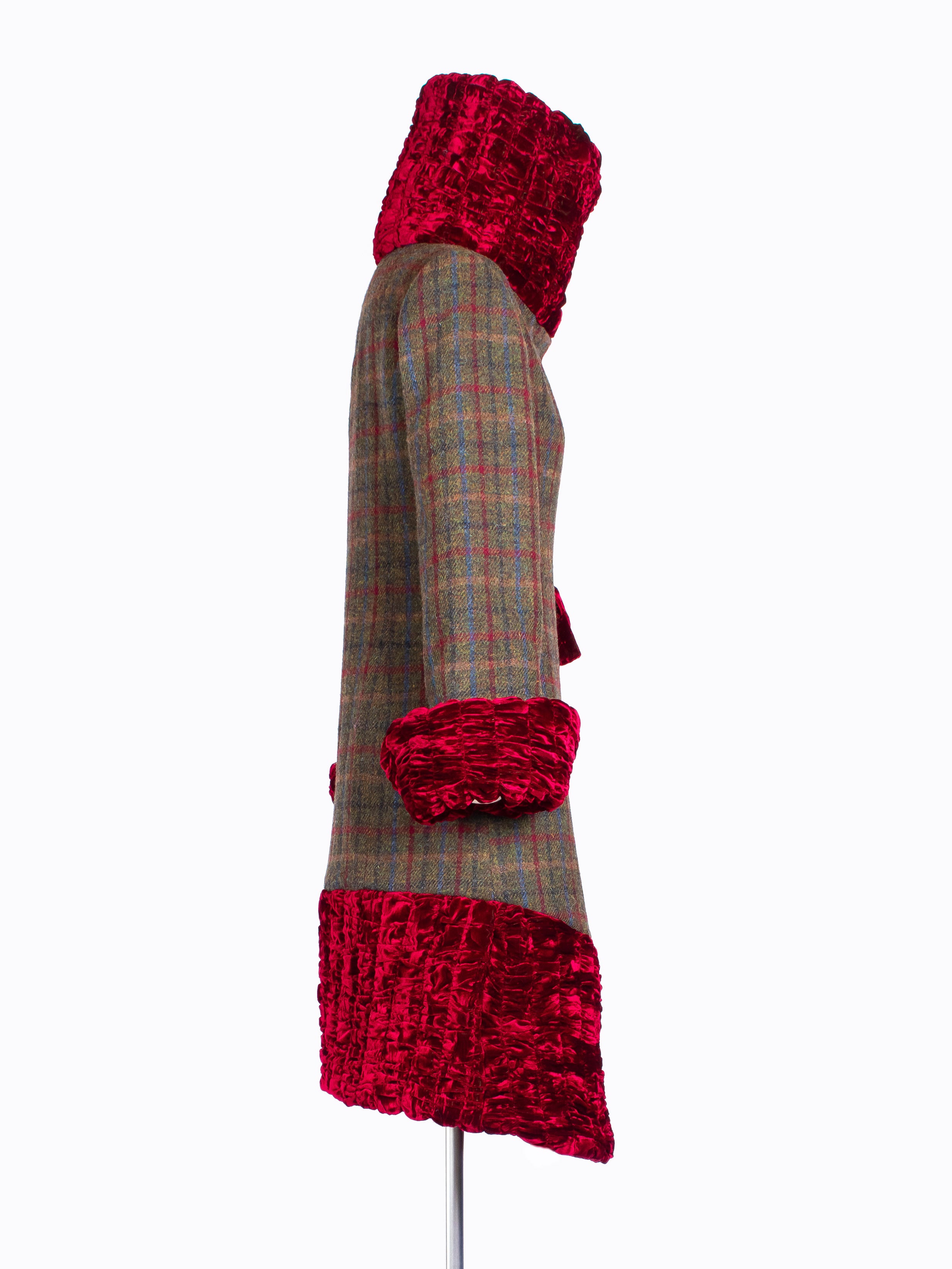 Stylish 20s Coat for Women - Vintage Green & Red Winter Jacket - Perfect for Holiday Parties & Cold Weather Fashion