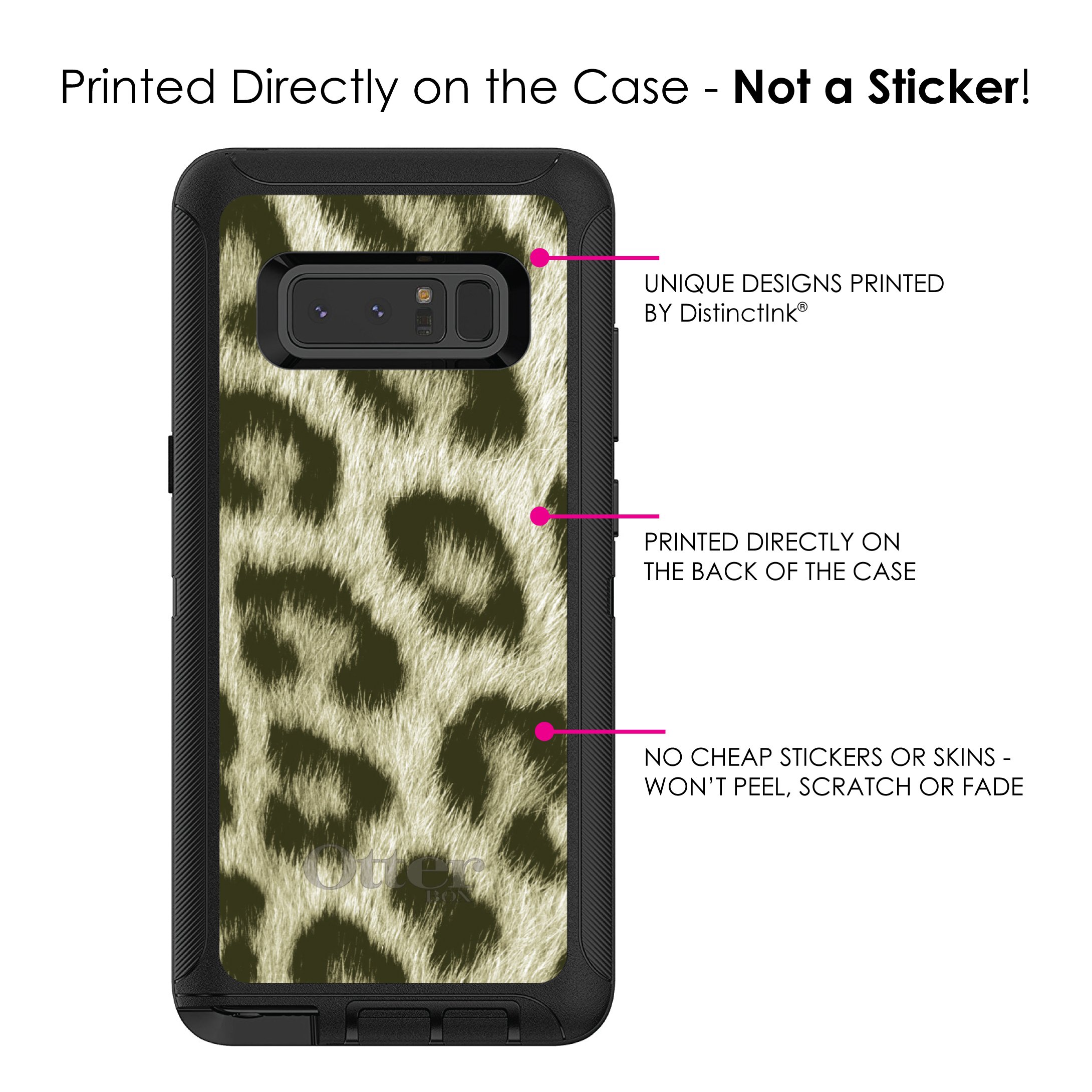 DistinctInk Samsung Galaxy Note 8 Case - Black Custom Replacement Compatible with OtterBox Defender - Yellow Black Leopard Print Protective Cover | Perfect for Outdoor Adventures, Work & Daily Use