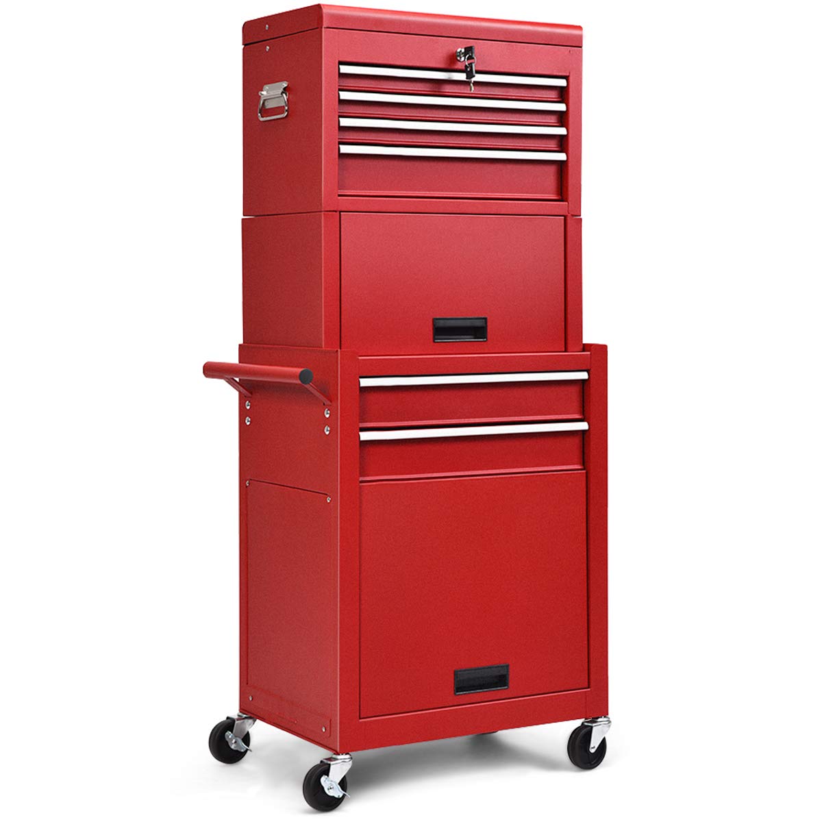 SAFSTAR 6-Drawer Rolling Tool Chest - Heavy Duty Mobile Tool Storage Cabinet with Locking Wheels & Sliding Drawers, Removable Tool Organizer for Garage, Workshop & DIY Projects (Red)