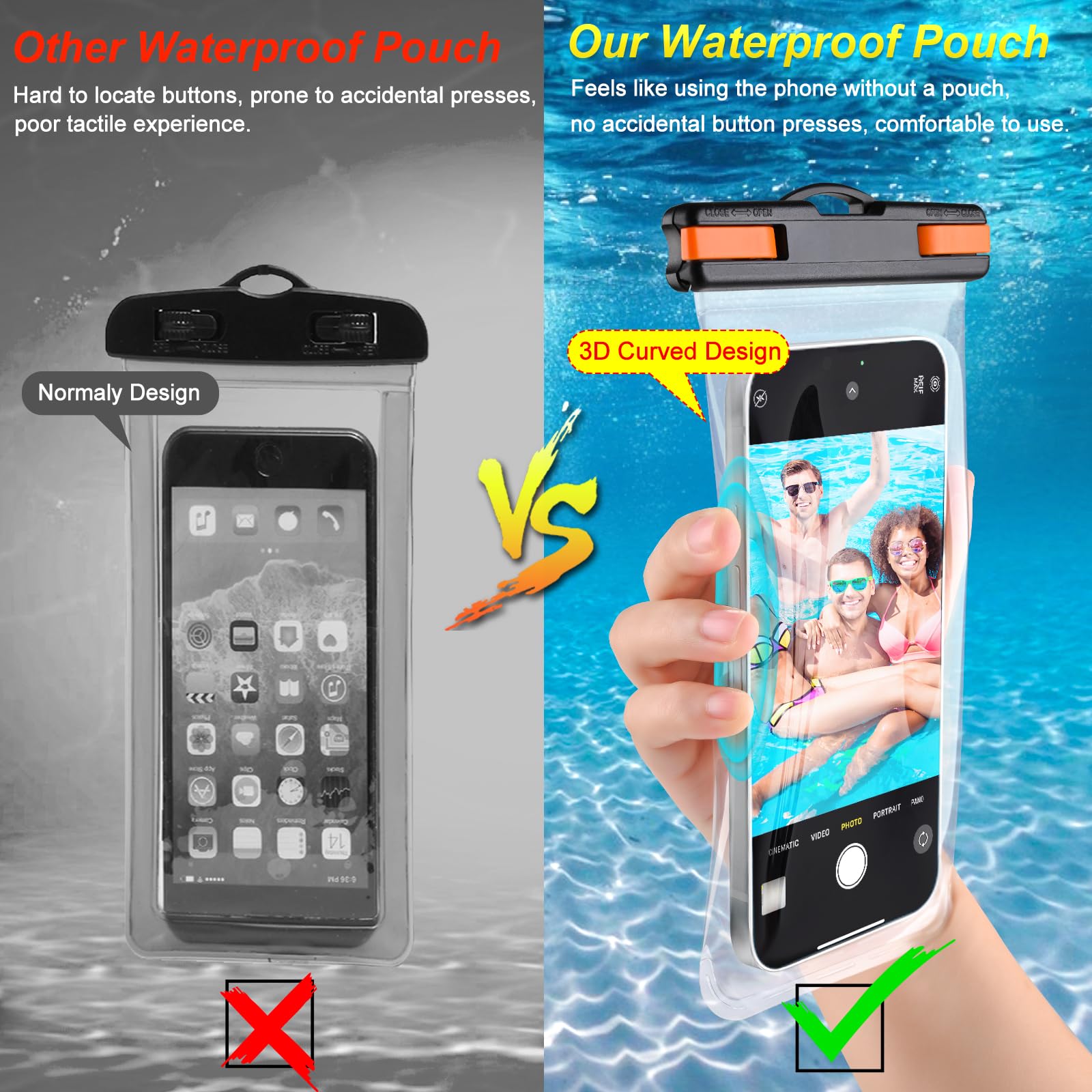 Waterproof Phone Pouch [2-Pack] IPX8 Submersible Case for iPhone 15 Pro Max 14 13 & Galaxy S24 S23 Ultra (Up to 6.9