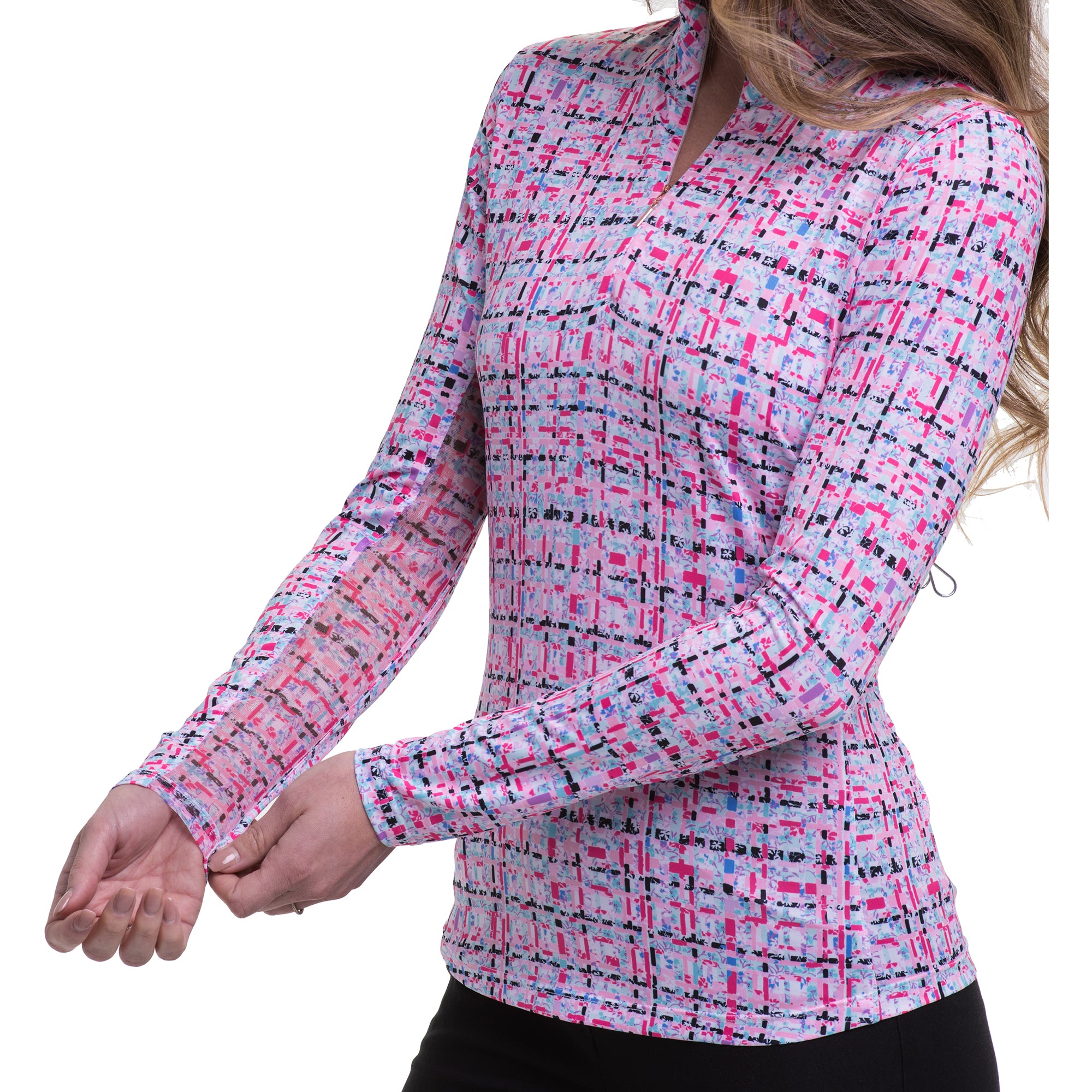 EP New York Women's Floral Print White 1/4 Zip Golf Pullover - Lightweight & Breathable for Golfing, Running & Outdoor Activities