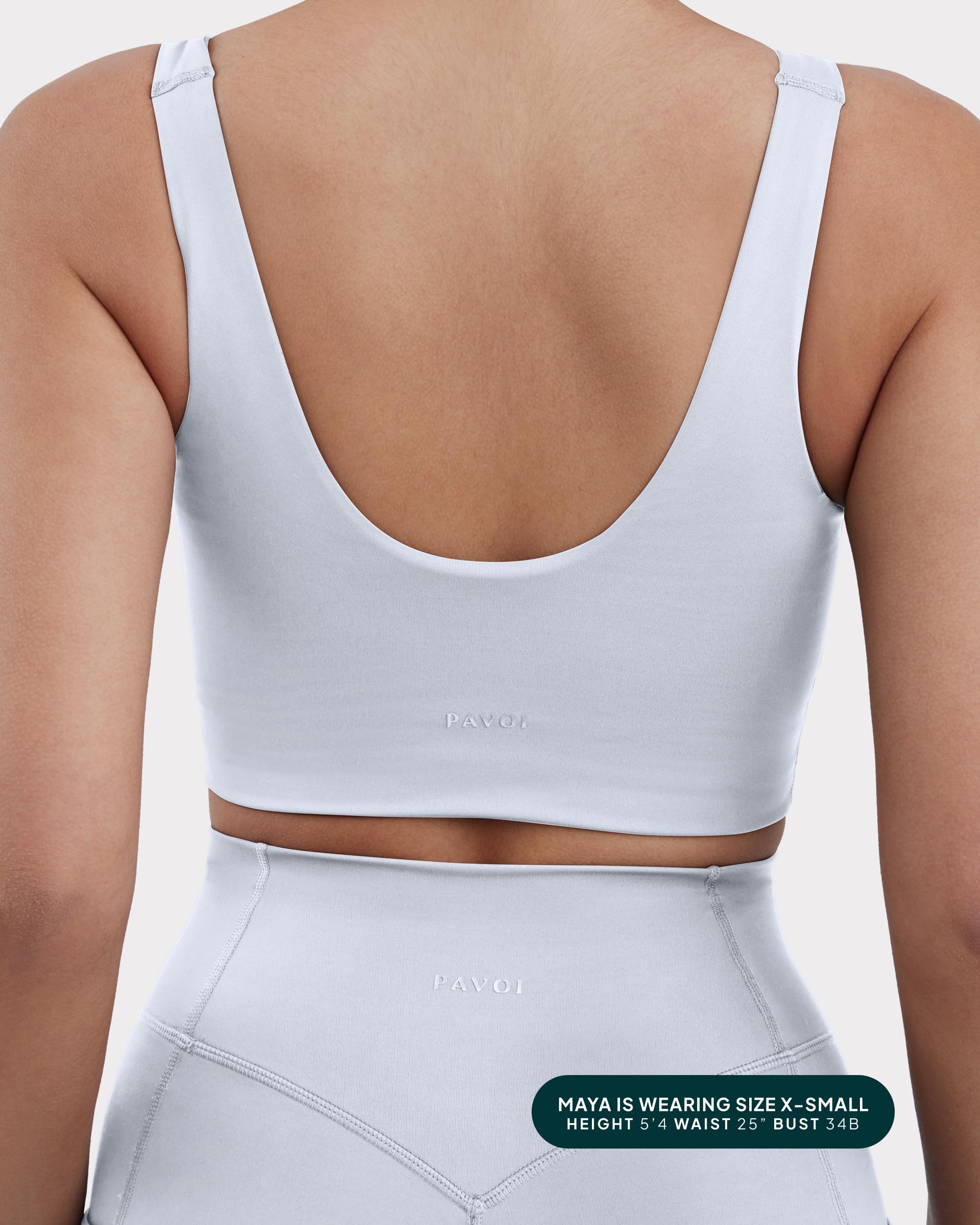 PAVOI ACTIVE Women's Medium Support Square Neck Longline Sports Bra with Removable Pads - High Performance Workout Bra for Running, Yoga & Gym Training
