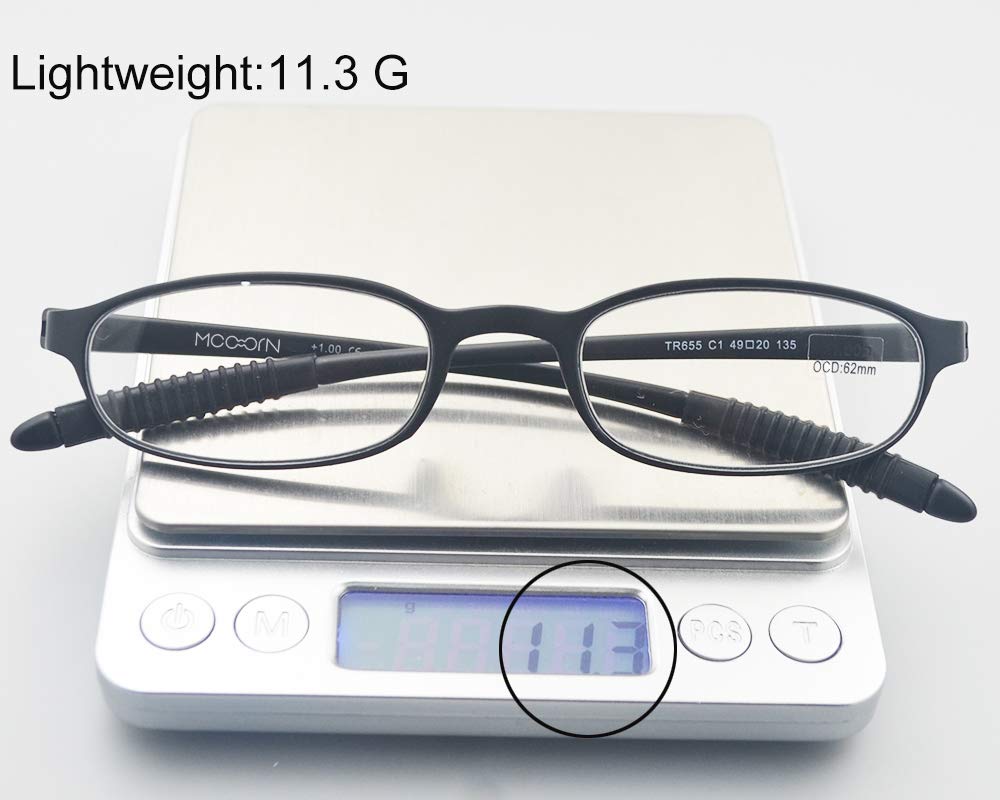 Lightweight Reading Glasses for Men & Women - Flexible Memory Plastic Frame Readers - Perfect for Reading, Computer Work & Crafts