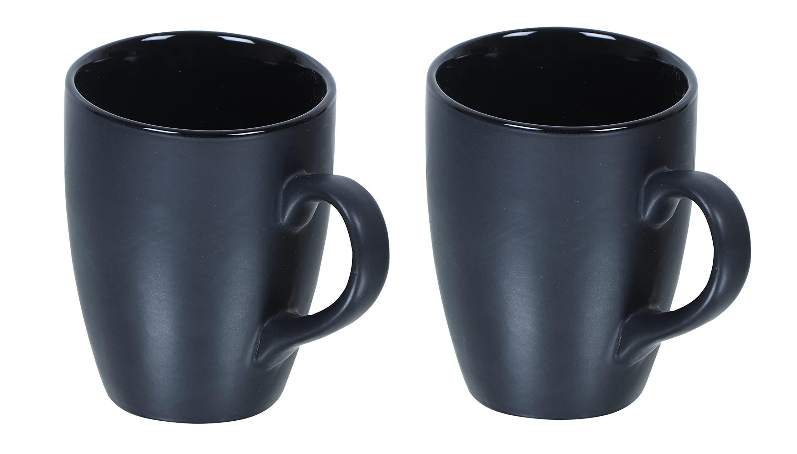Elegant Black Matte Ceramic Coffee Mug with Handle - 300ml Set of 2 | Microwave & Dishwasher Safe | Perfect for Tea, Coffee, Milk, Latte & Cappuccino | Ideal for Home, Office & Gifts