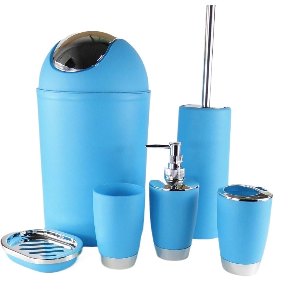 6-Piece Plastic Bathroom Set - Toothbrush Holder, Gargle Cup & Toiletries Organizer for Modern Bathroom Decor | Space-Saving Storage Solution for Sink Countertop